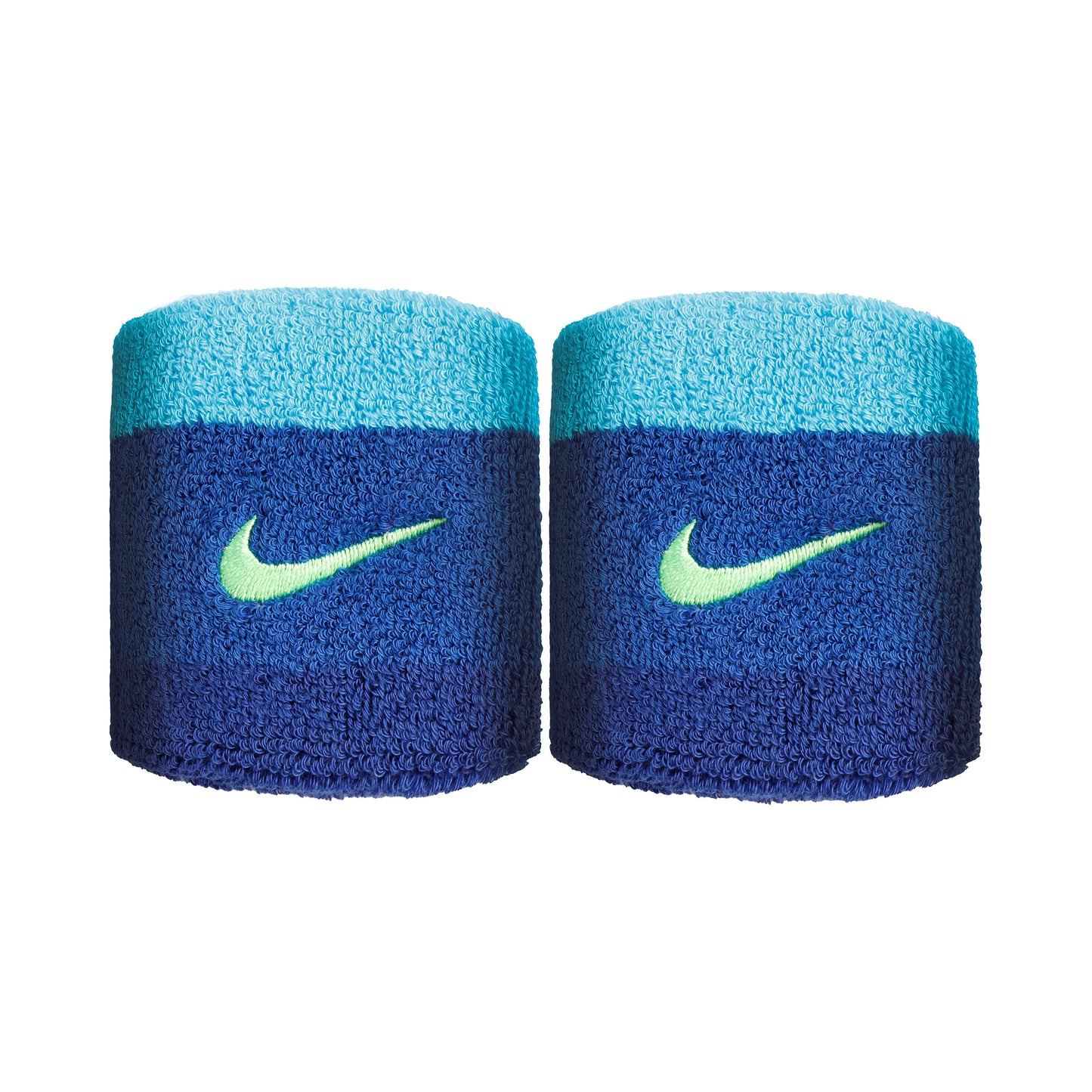 Nike Swoosh Svettband 2-pack kort - blå, grön Nike Swoosh Svettband 2-pack kort - blå, grön