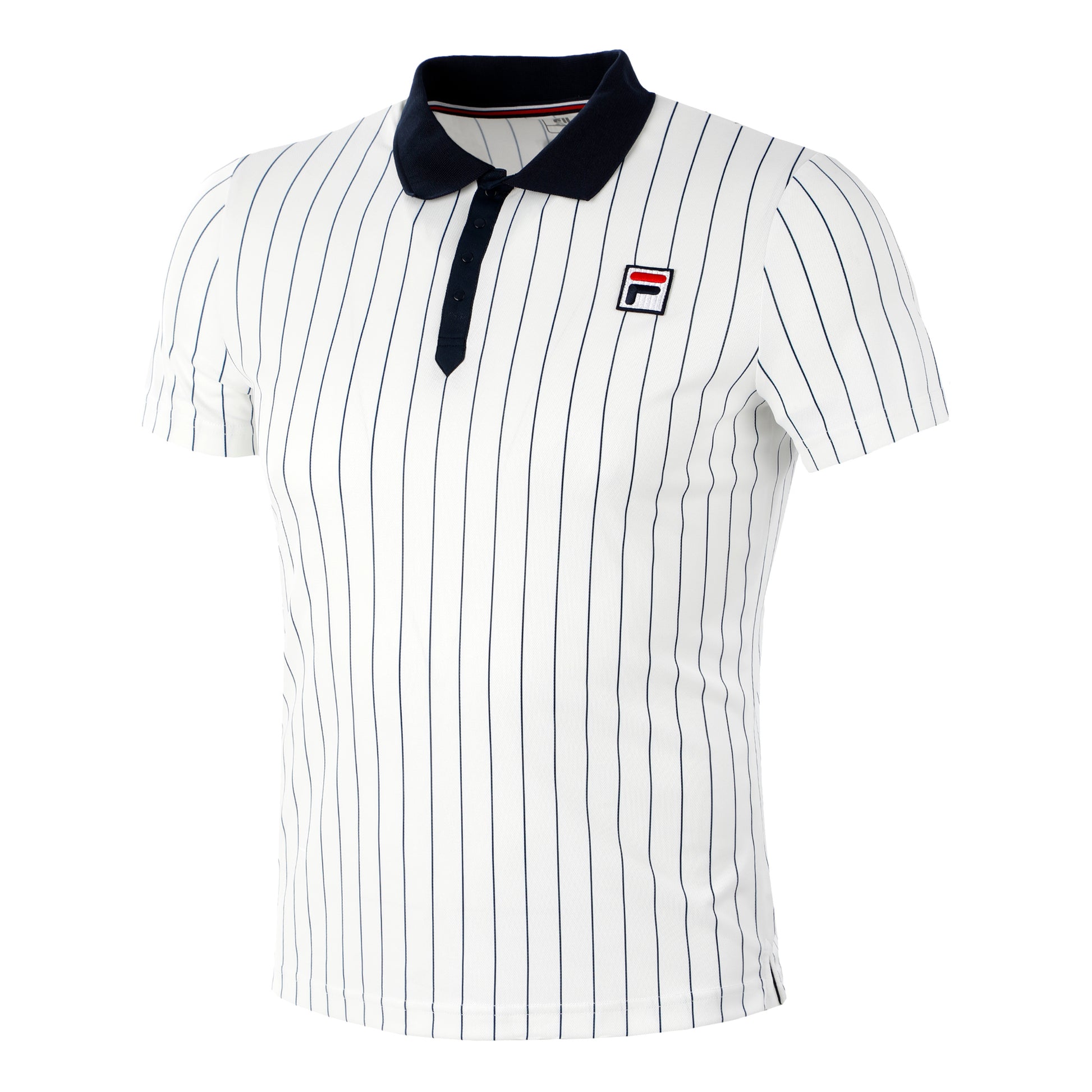 Fila Stripes Björn Polo Herrar - vit, mörkblå