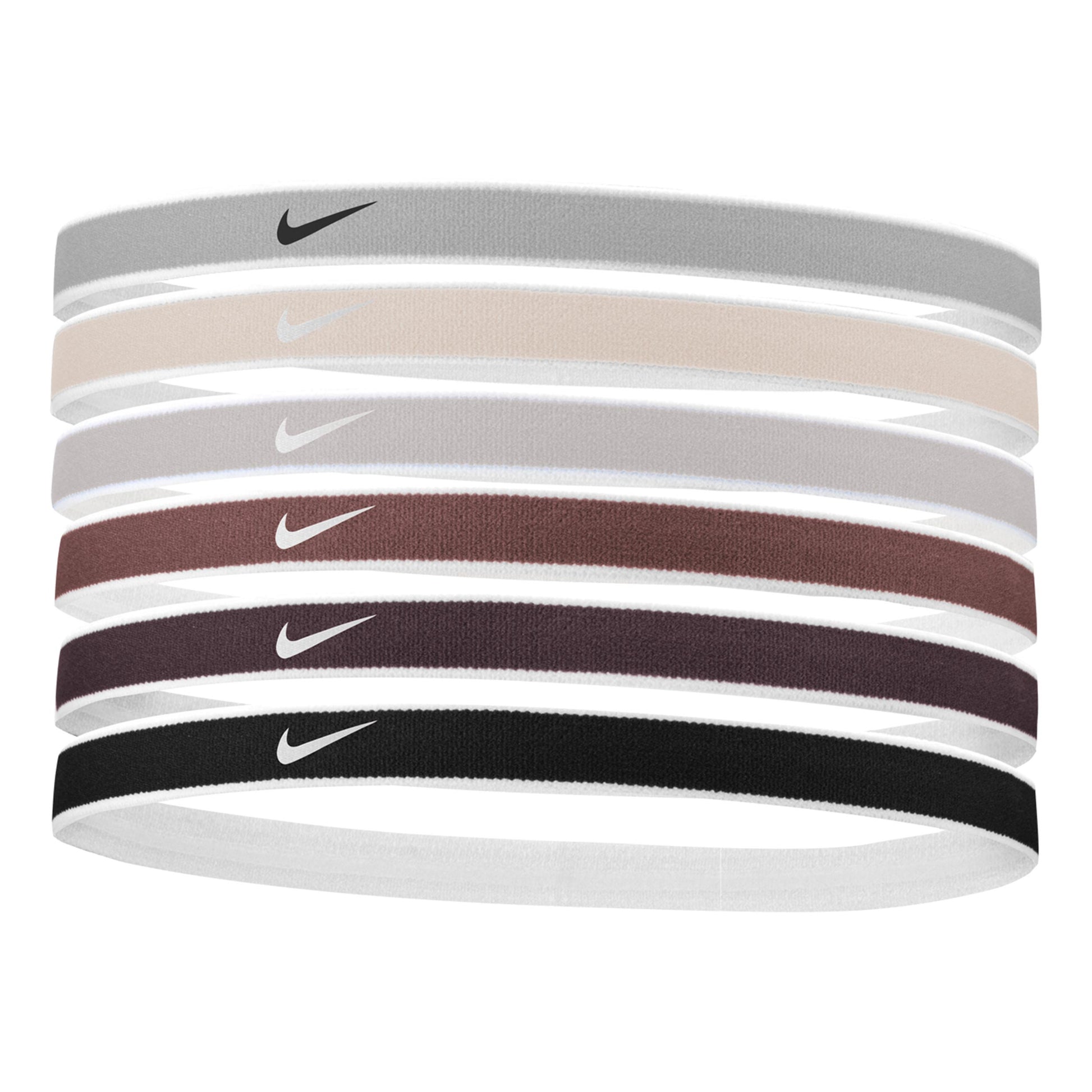 Nike Swoosh Sport Tipped Hårband 6-pack Unisex - creme, svart