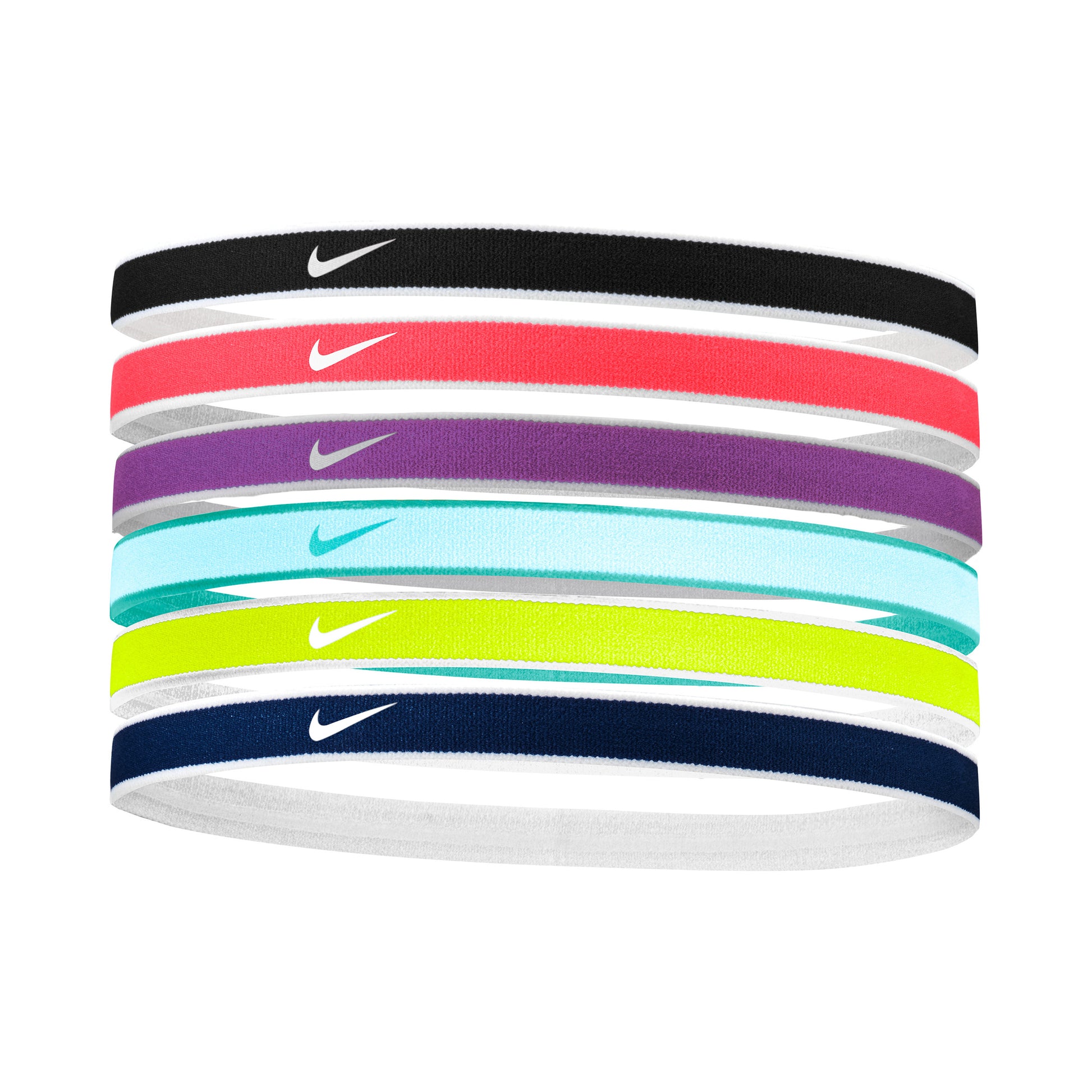 Nike Swoosh Sport Tipped Hårband 6-pack Unisex - svart, flerfärgad
