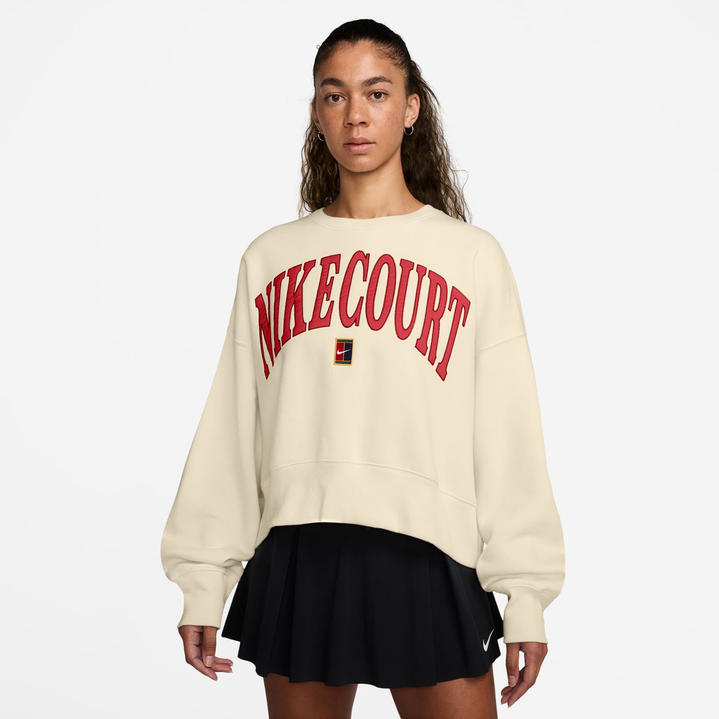 Nike Court Heritage Phoenix Fleece Oversized Crew High Rise Tröja Damer - beige,