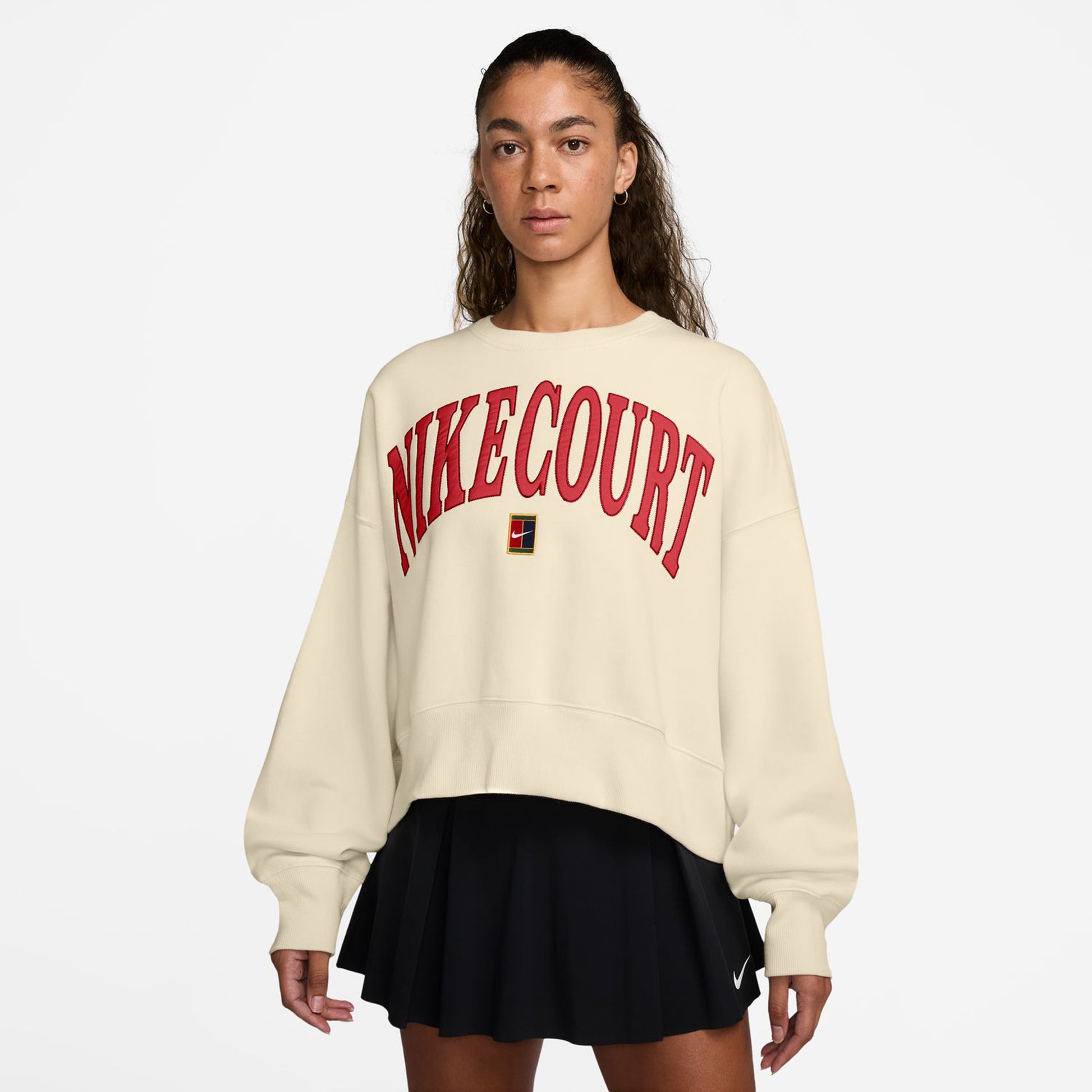 Nike Court Heritage Phoenix Fleece Oversized Crew High Rise Tröja Damer - beige,