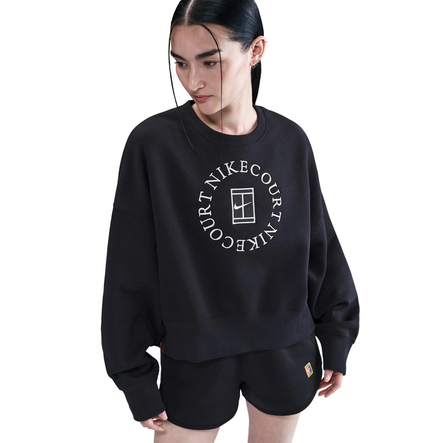 Nike Court Phoenix Over-Oversized Crew Heritage Tröja Damer-Svart