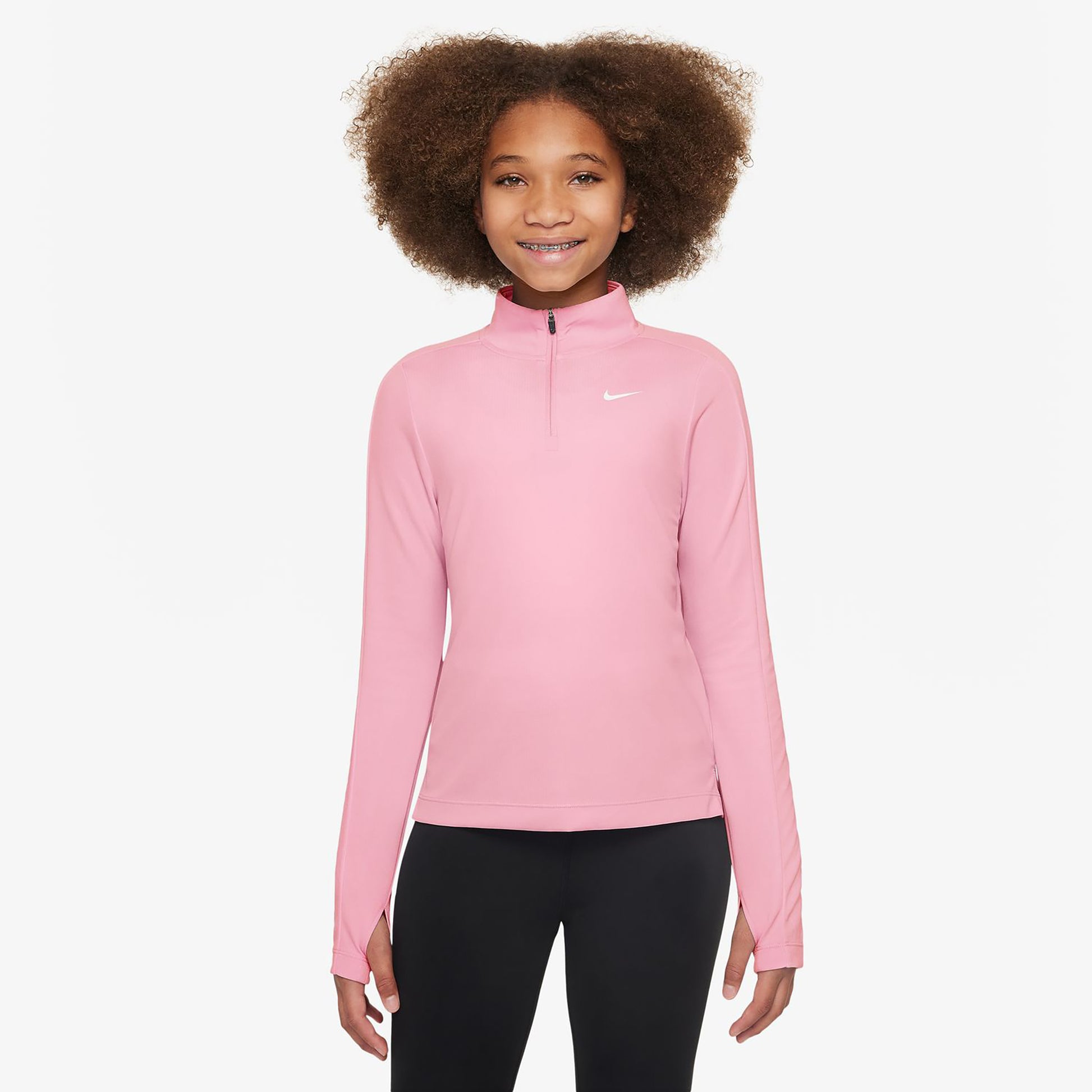 Nike Dri-Fit Half-Zip Långärmat Flickor-Rosa