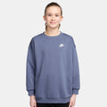 Sportswear Club Fleece Oversized Crew Tröja Flickor - blågrå, vit