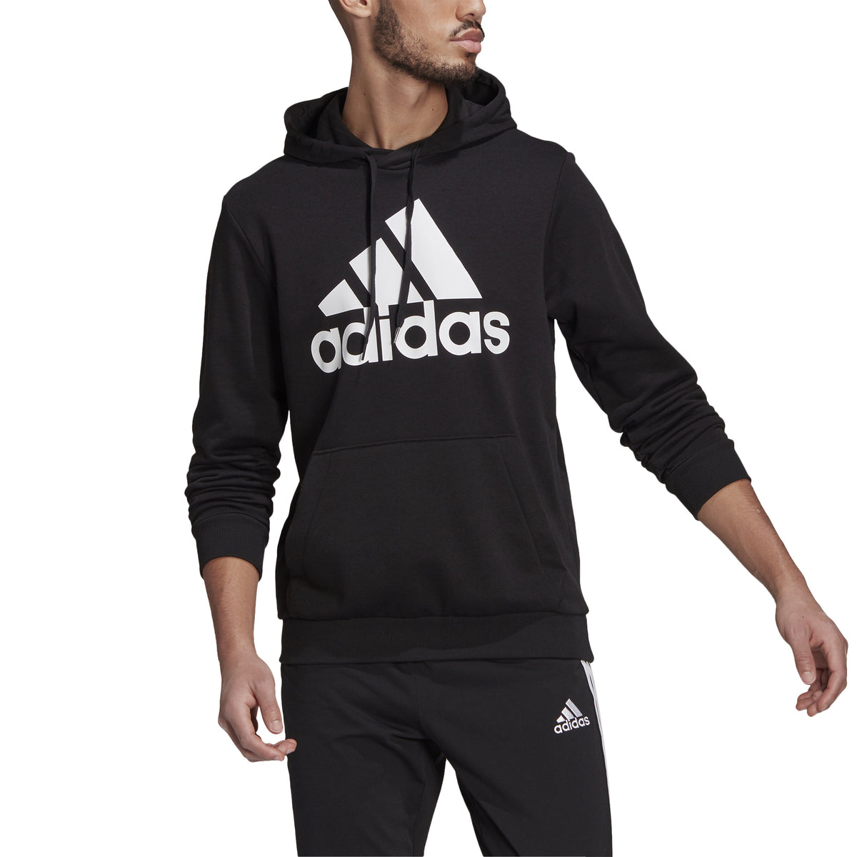 adidas Big Logo French Terry Huvtröja Herrar-svart, vit