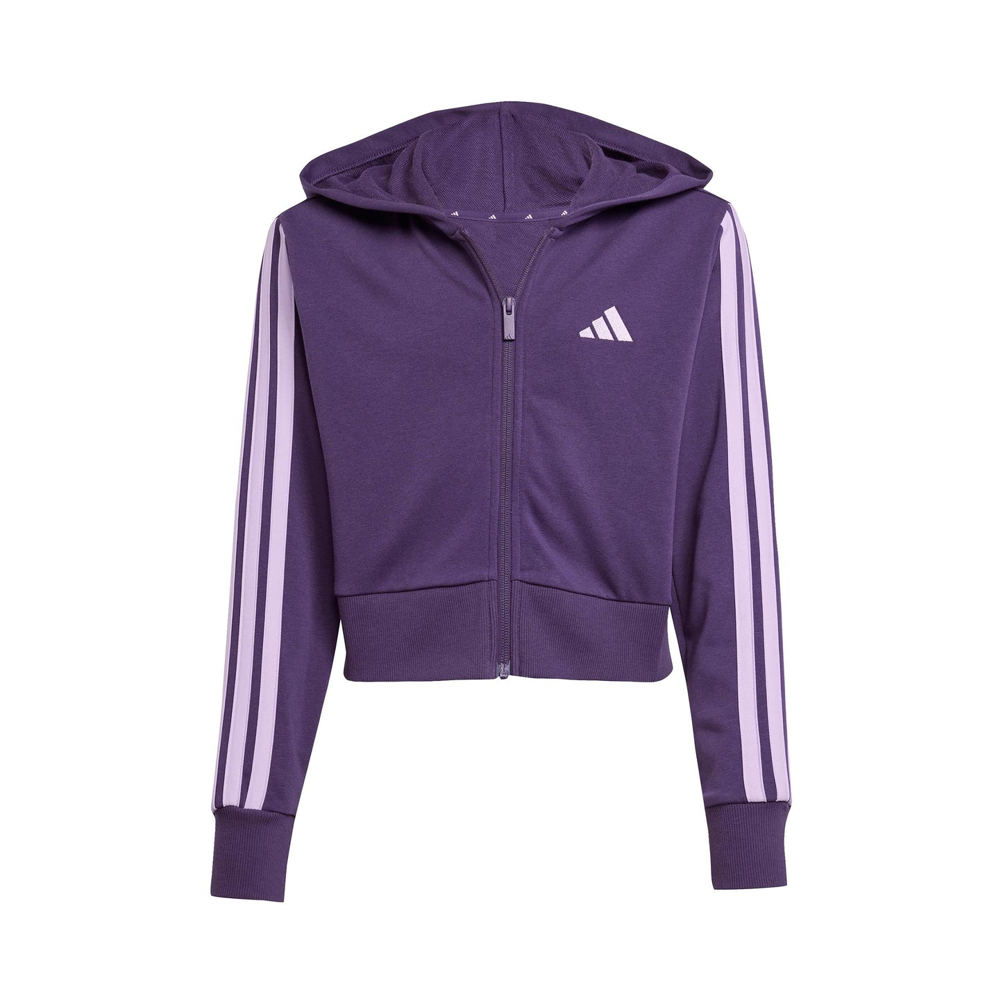 adidas 3Stripes Full-Zip Crop Träningsjacka Flickor - lila, syrén
