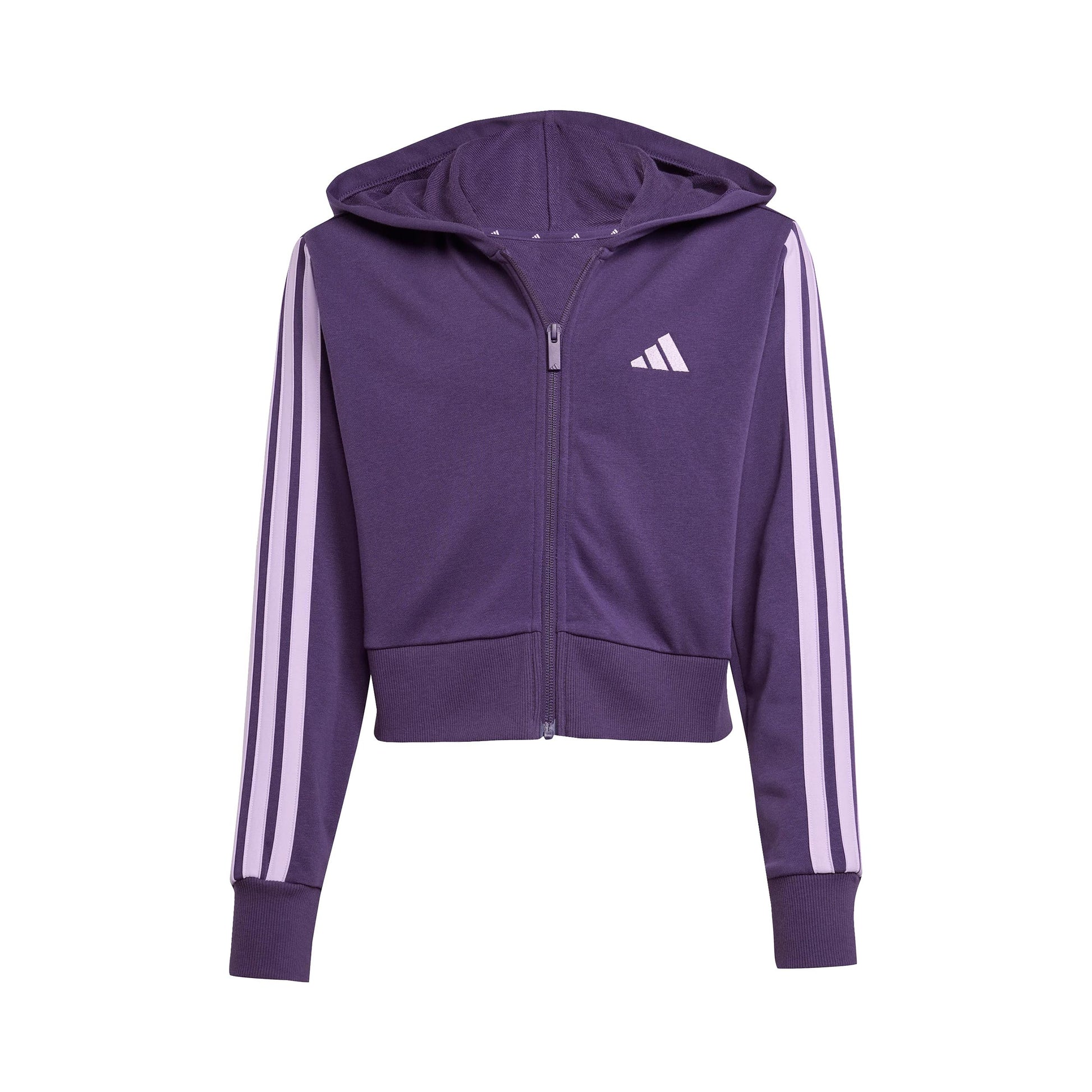 adidas 3Stripes Full-Zip Crop Träningsjacka Flickor - lila, syrén