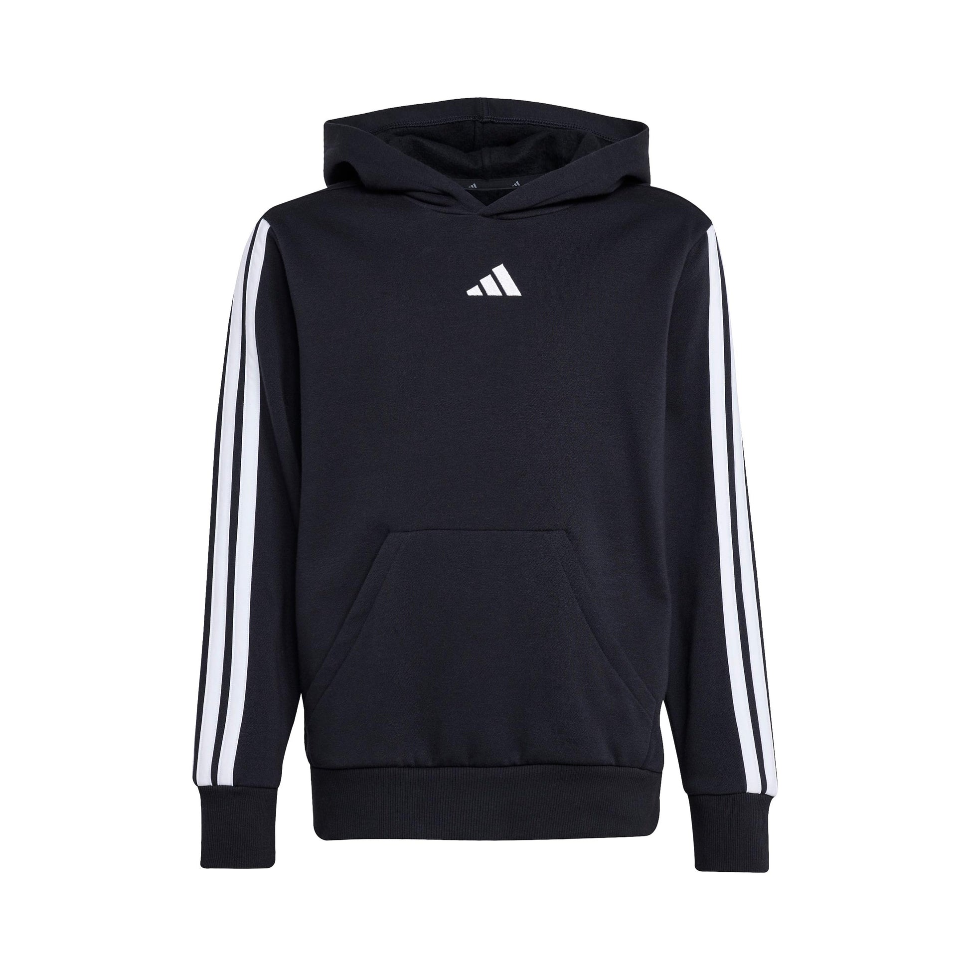 adidas 3Stripes Fleece Huvtröja Pojkar - svart, vit