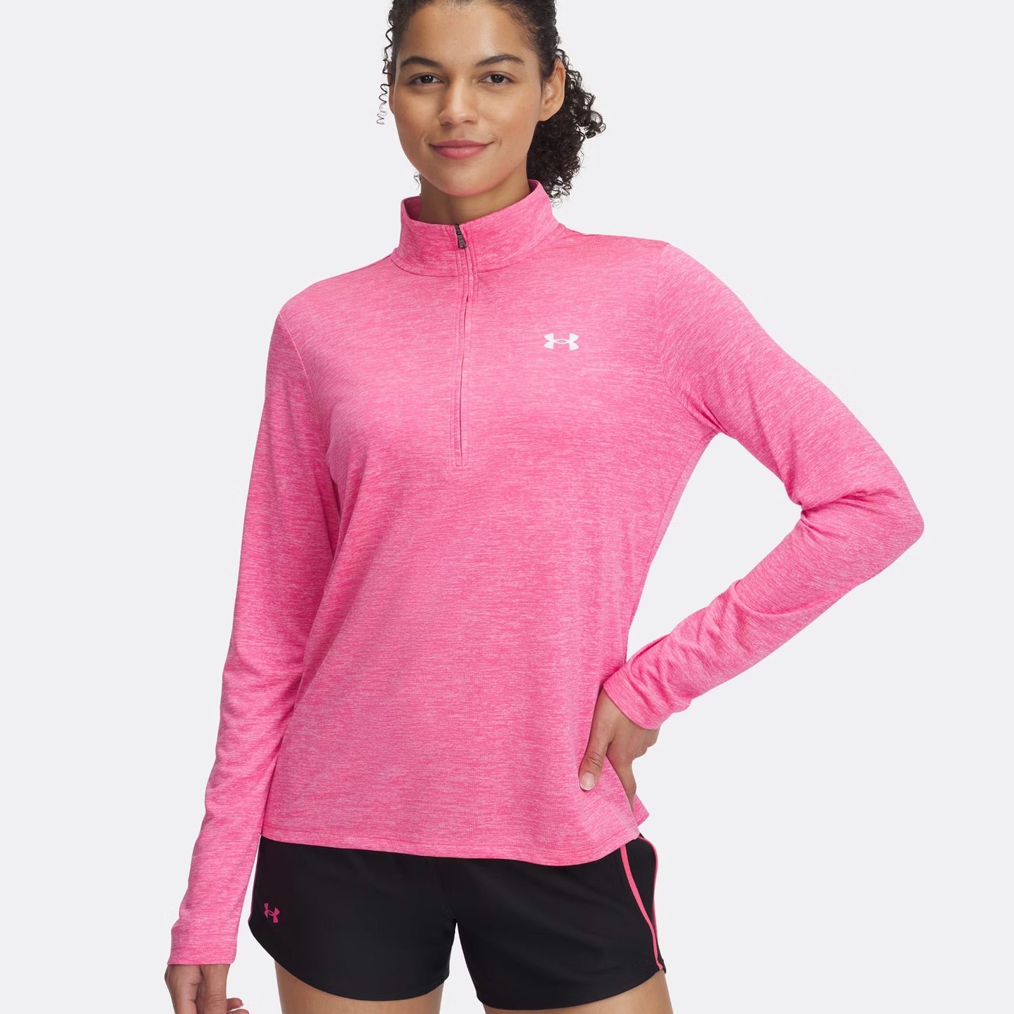 Under Armour Tech 1/2 Zip-Twist Långärmat Damer-Pink,Vit