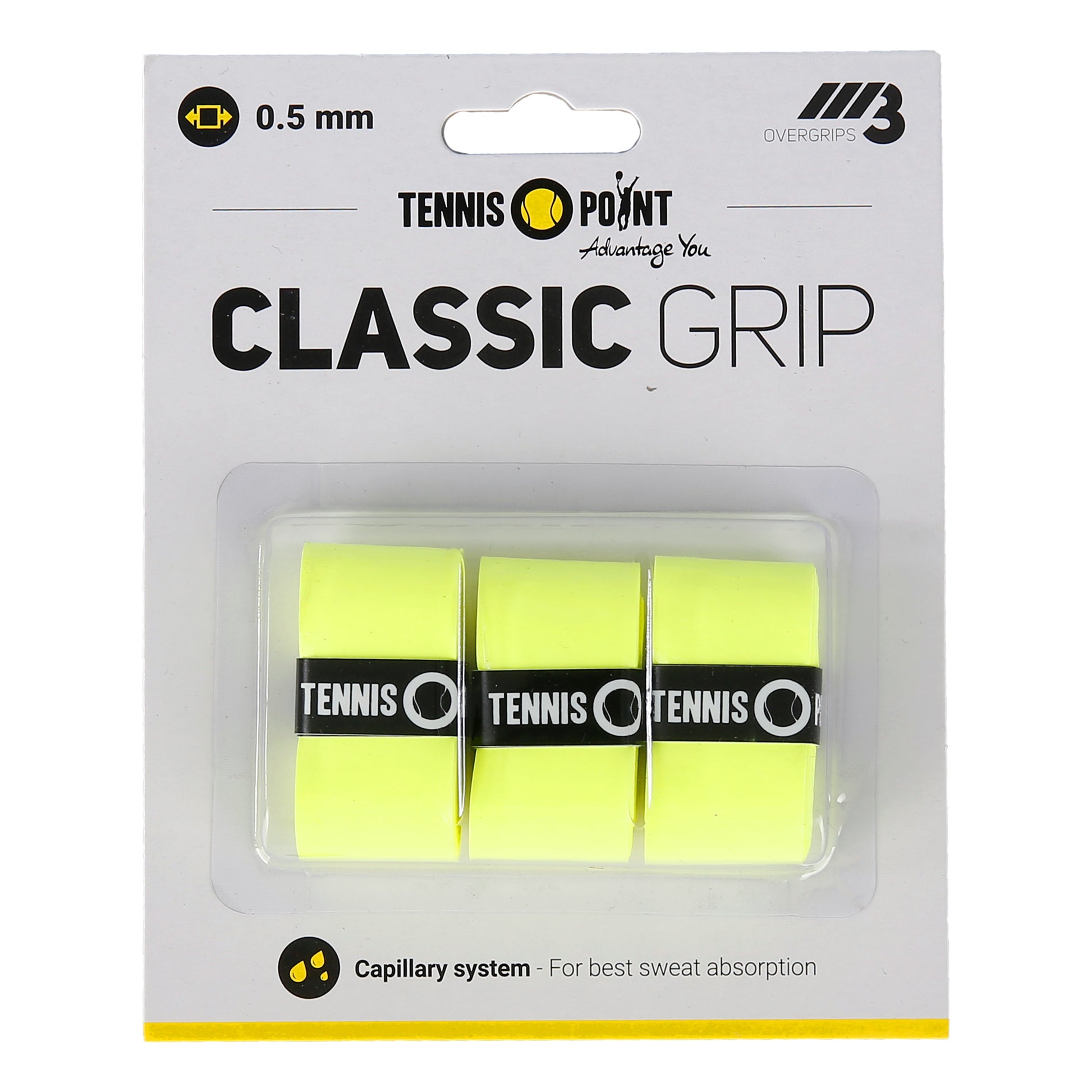 Tennis-Point Classic Grip 3-pack - gul