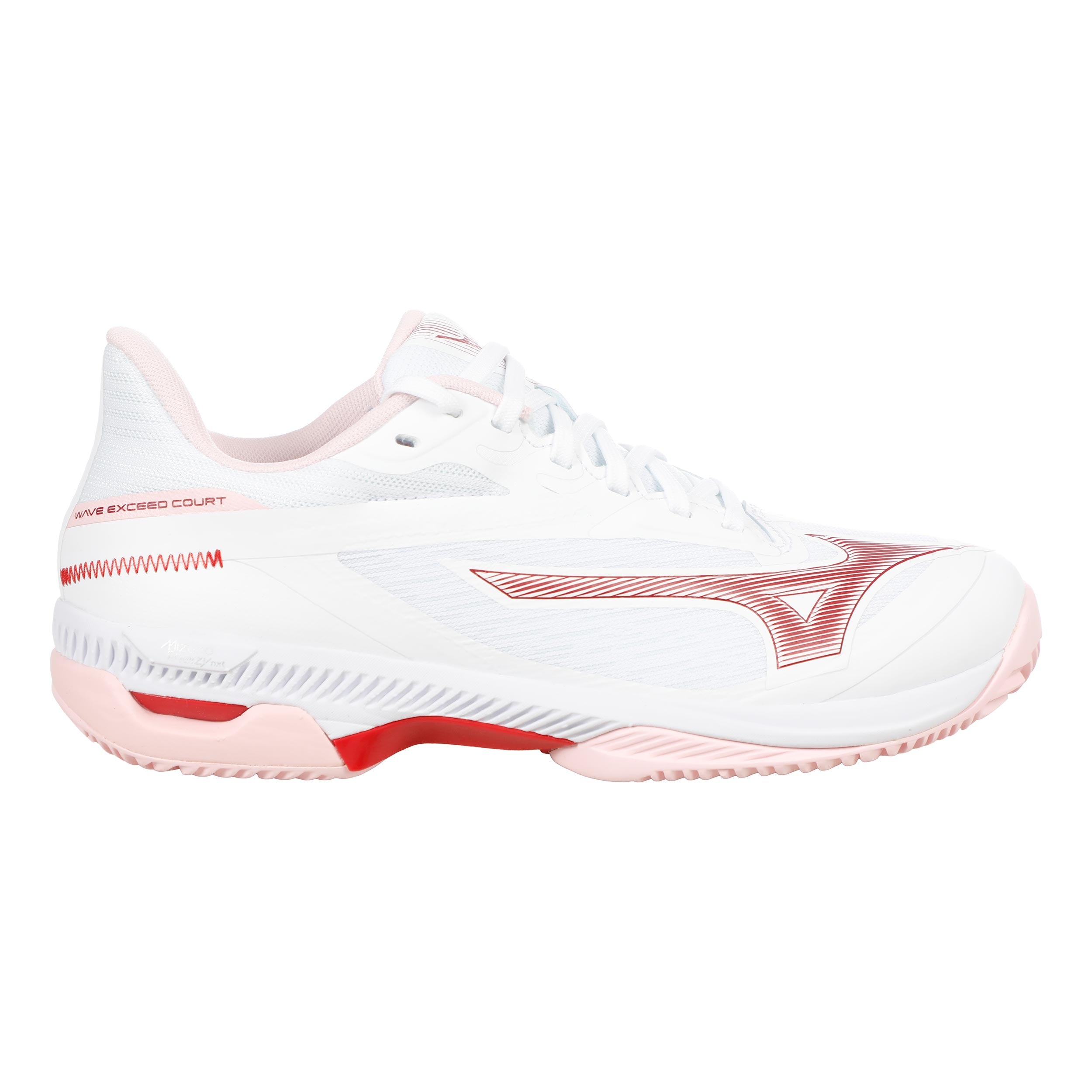 Mizuno Wave Exceed Court Sko för grus Herrar-vit, berry