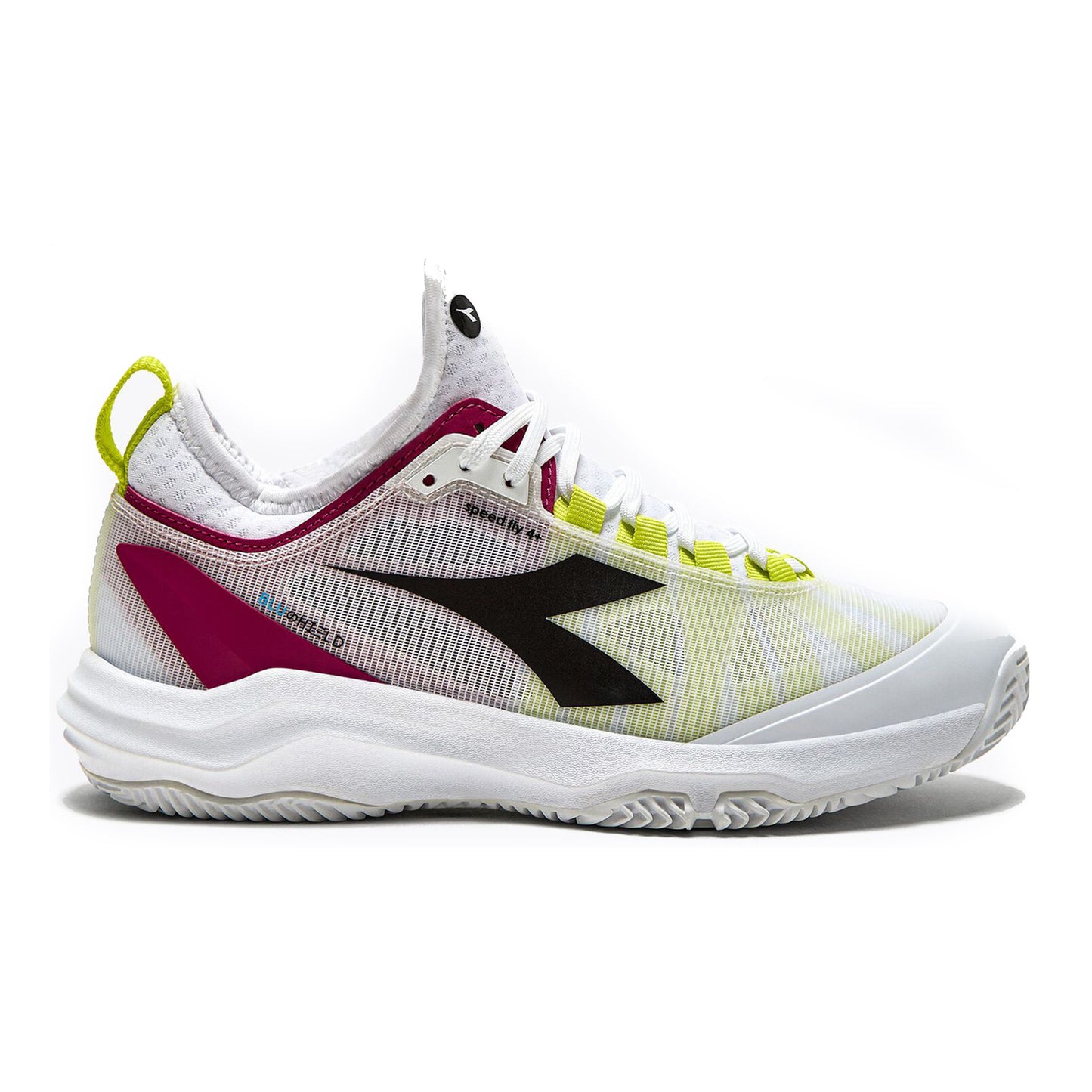 Diadora Speed Blushield Fly 4+ Sko För Grus Damer-Vit,Neongul