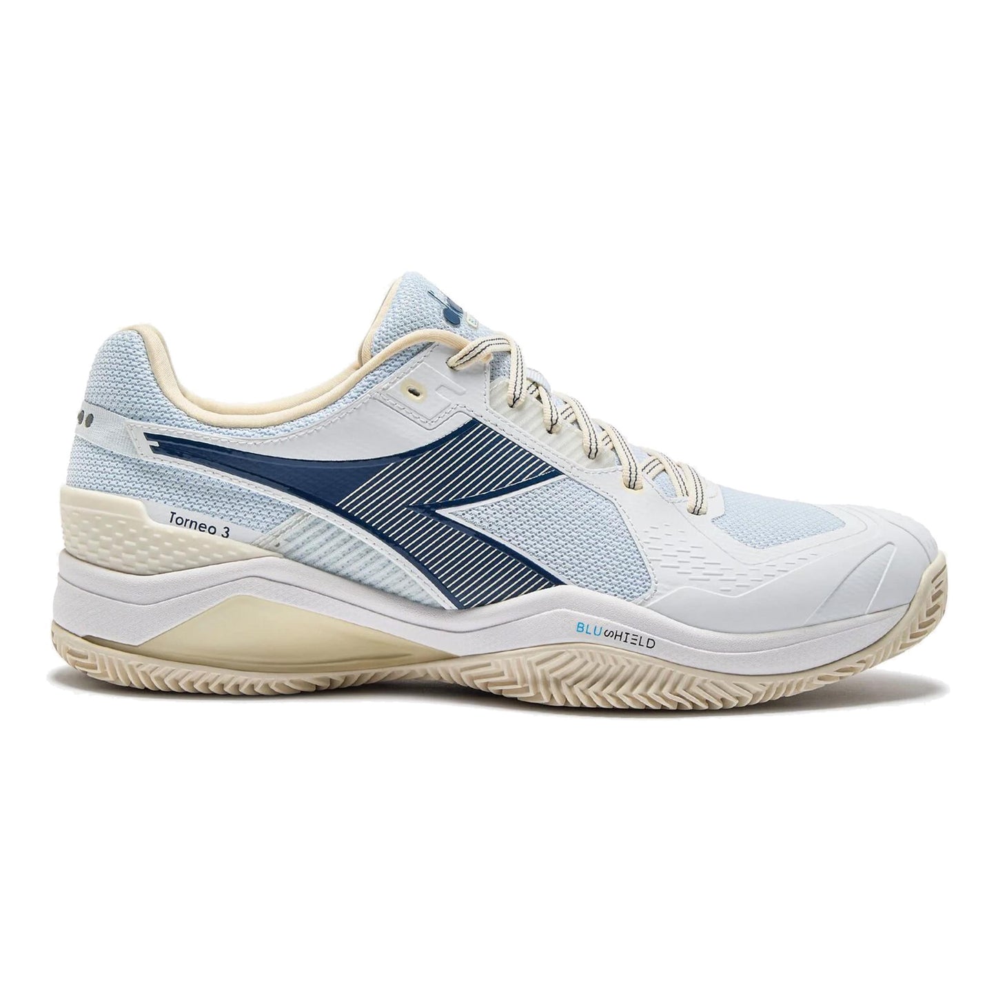 Diadora Blushield Torneo 3 Sko för grus Herrar-vit,blå