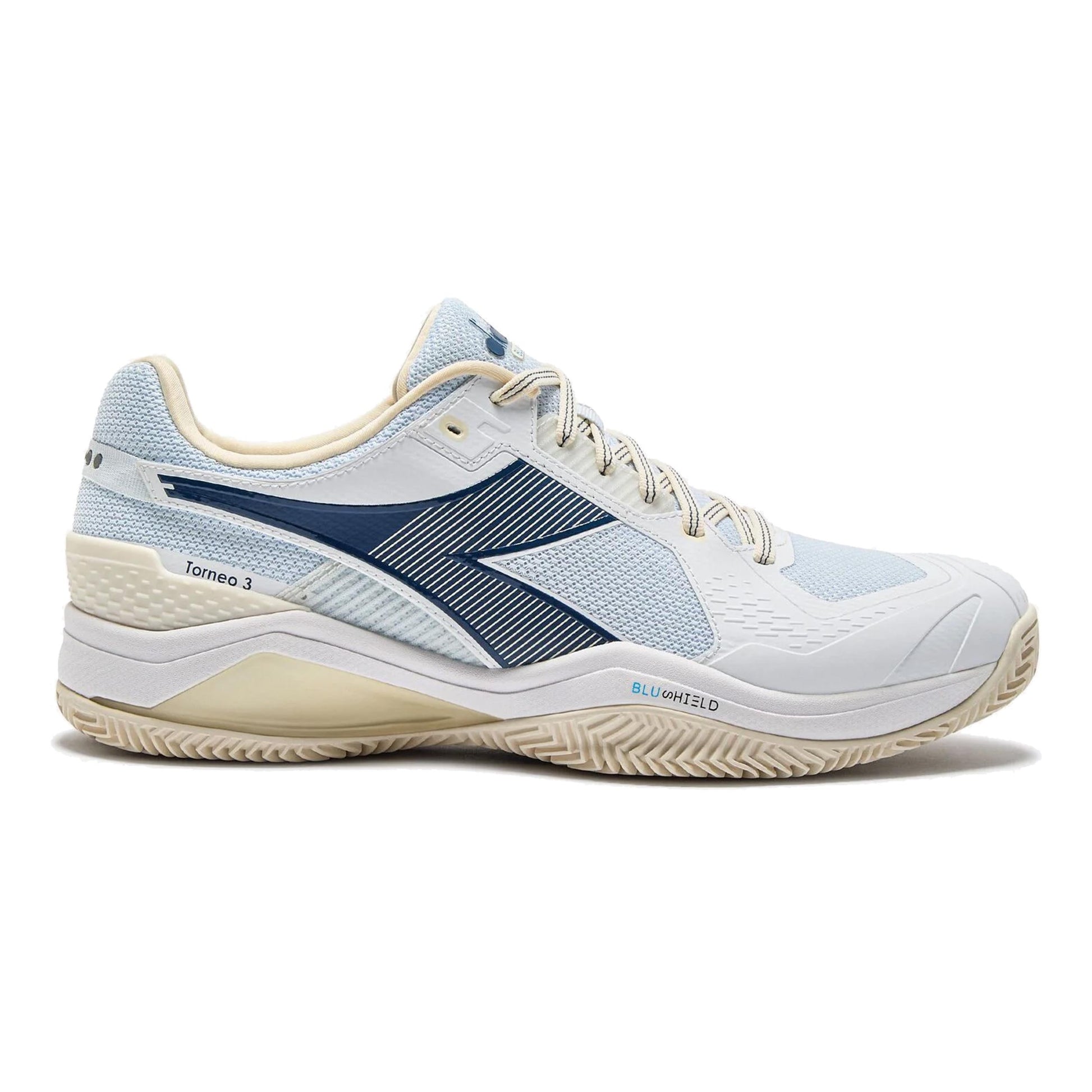 Diadora Blushield Torneo 3 Sko för grus Herrar-vit,blå