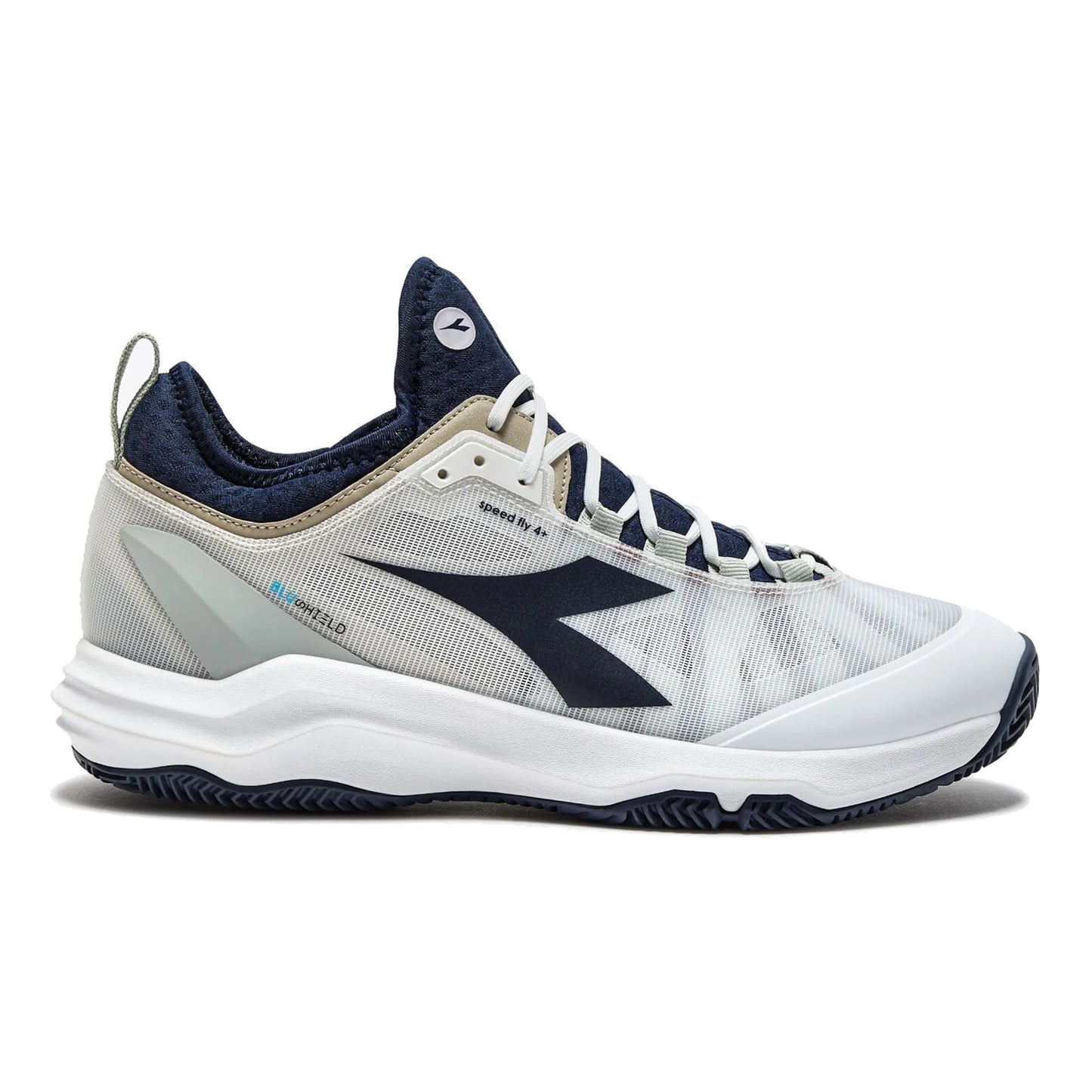 Diadora Speed Blushield Fly 4 + Sko för grus Herrar-vit,mörkblå