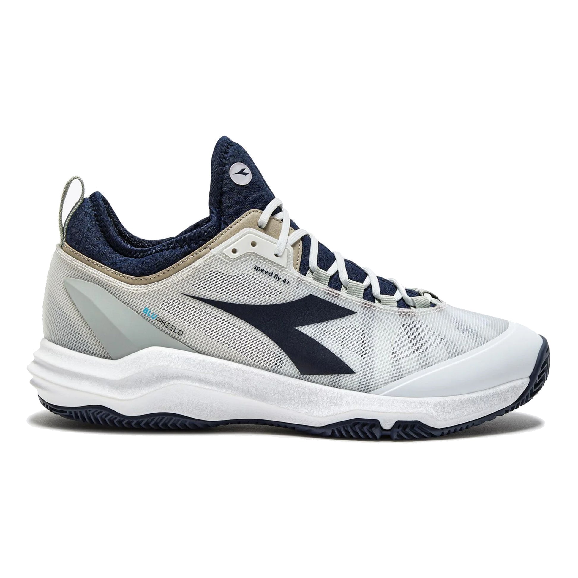 Diadora Speed Blushield Fly 4 + Sko för grus Herrar-vit,mörkblå
