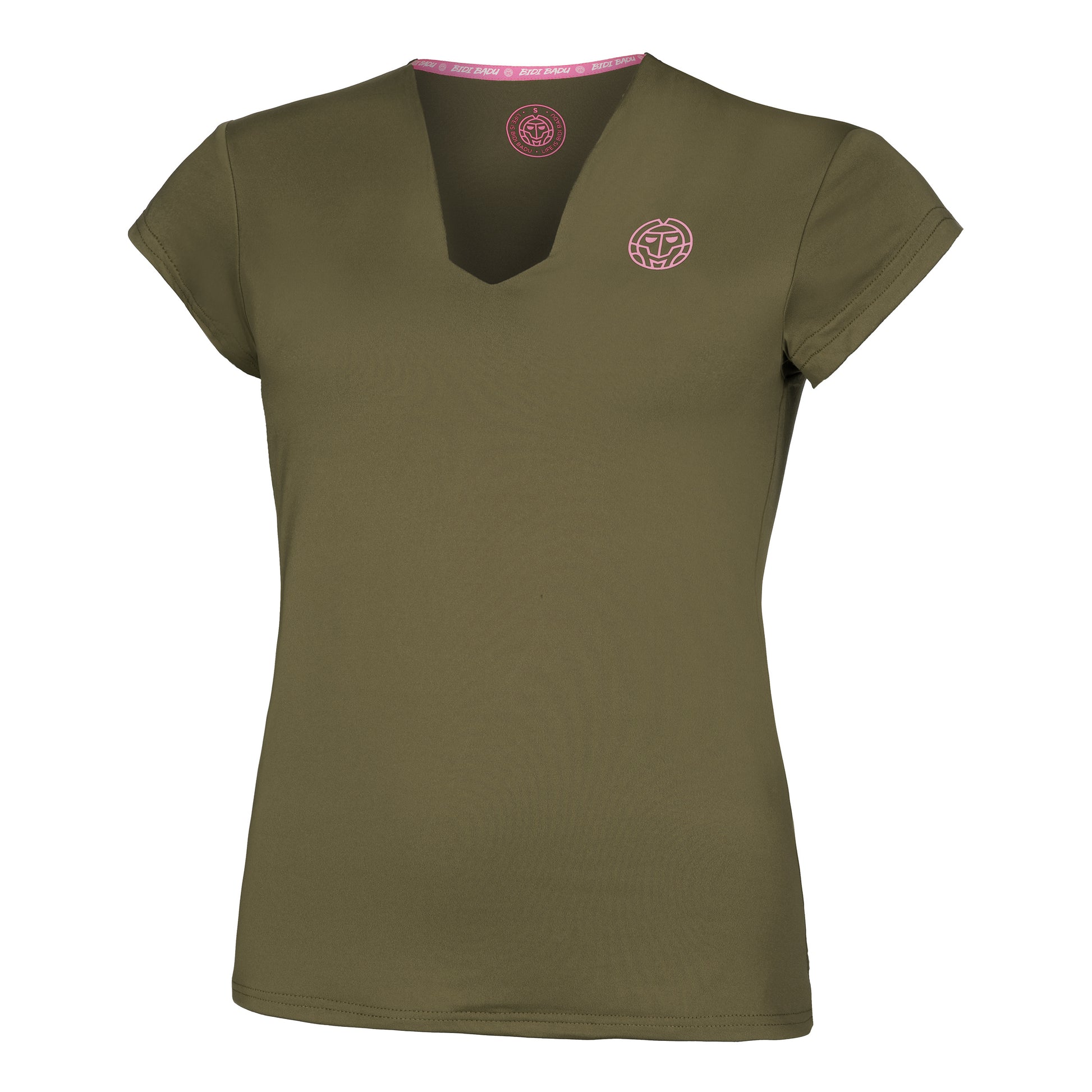BIDI BADU Crew V-Neck T-shirt Damer - oliv,