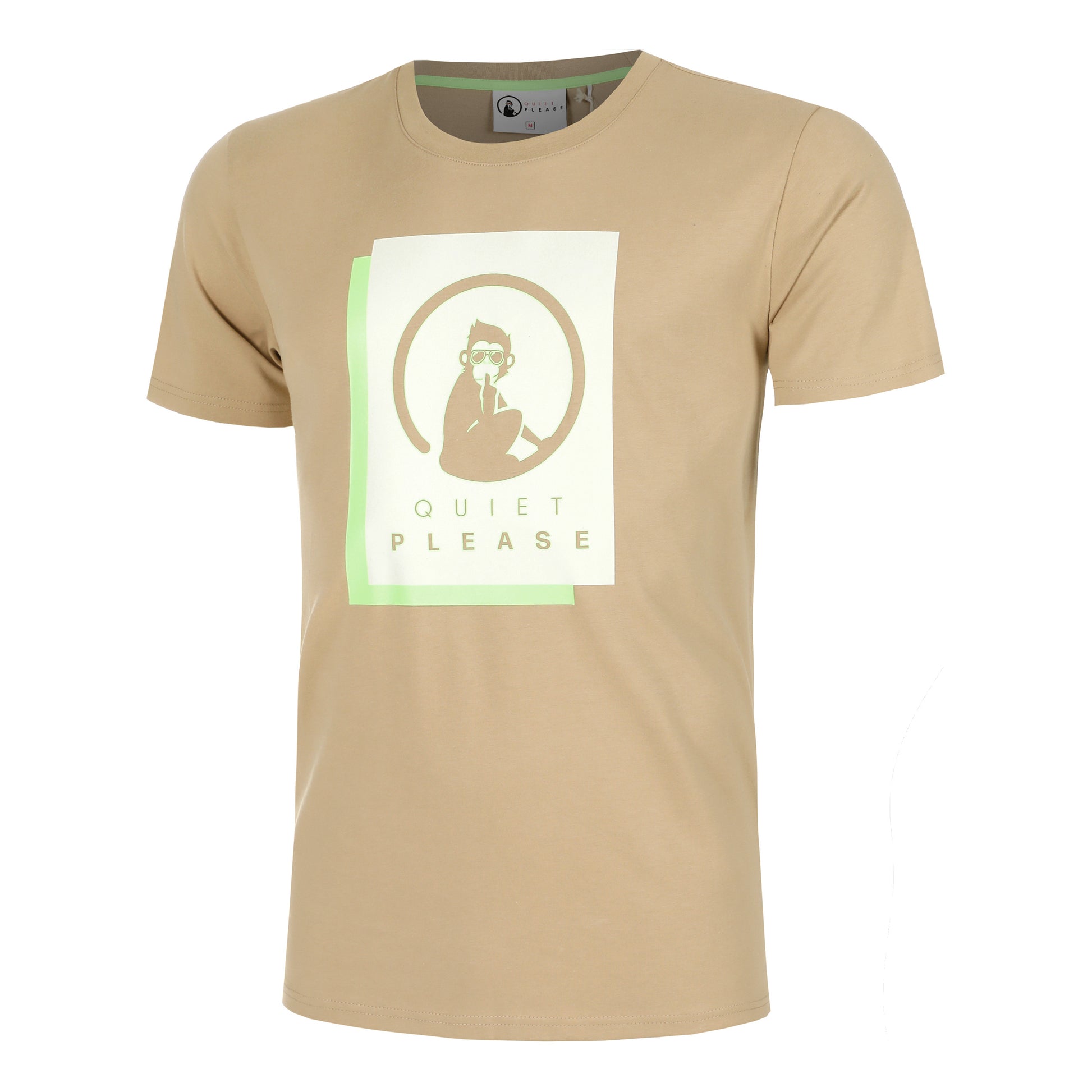 Quiet Please Wild Layer T-shirt Herrar-Beige,Neongrön