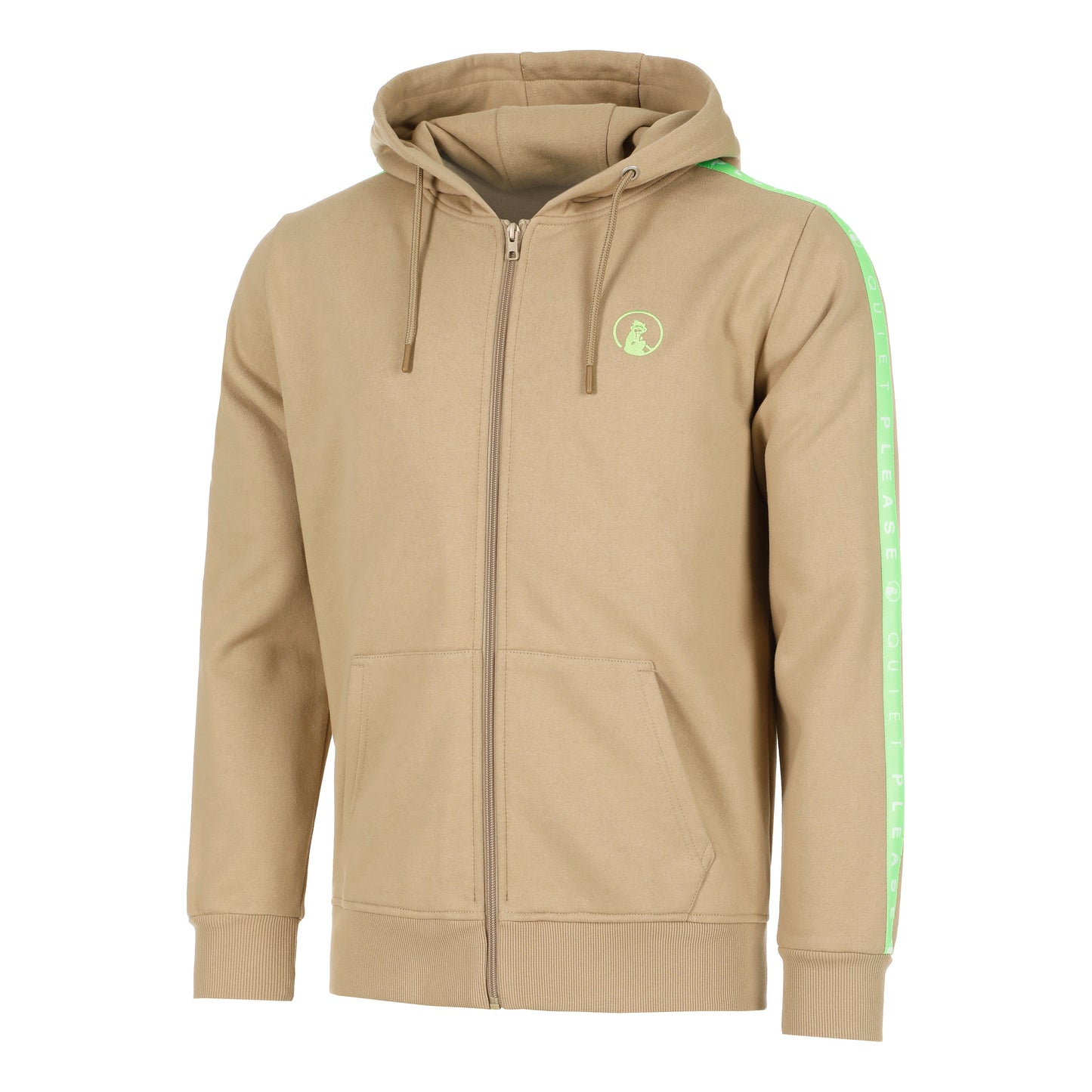 Quiet Please Wild Taped Zip Sweat-jacka Herrar-Beige,Neongrön