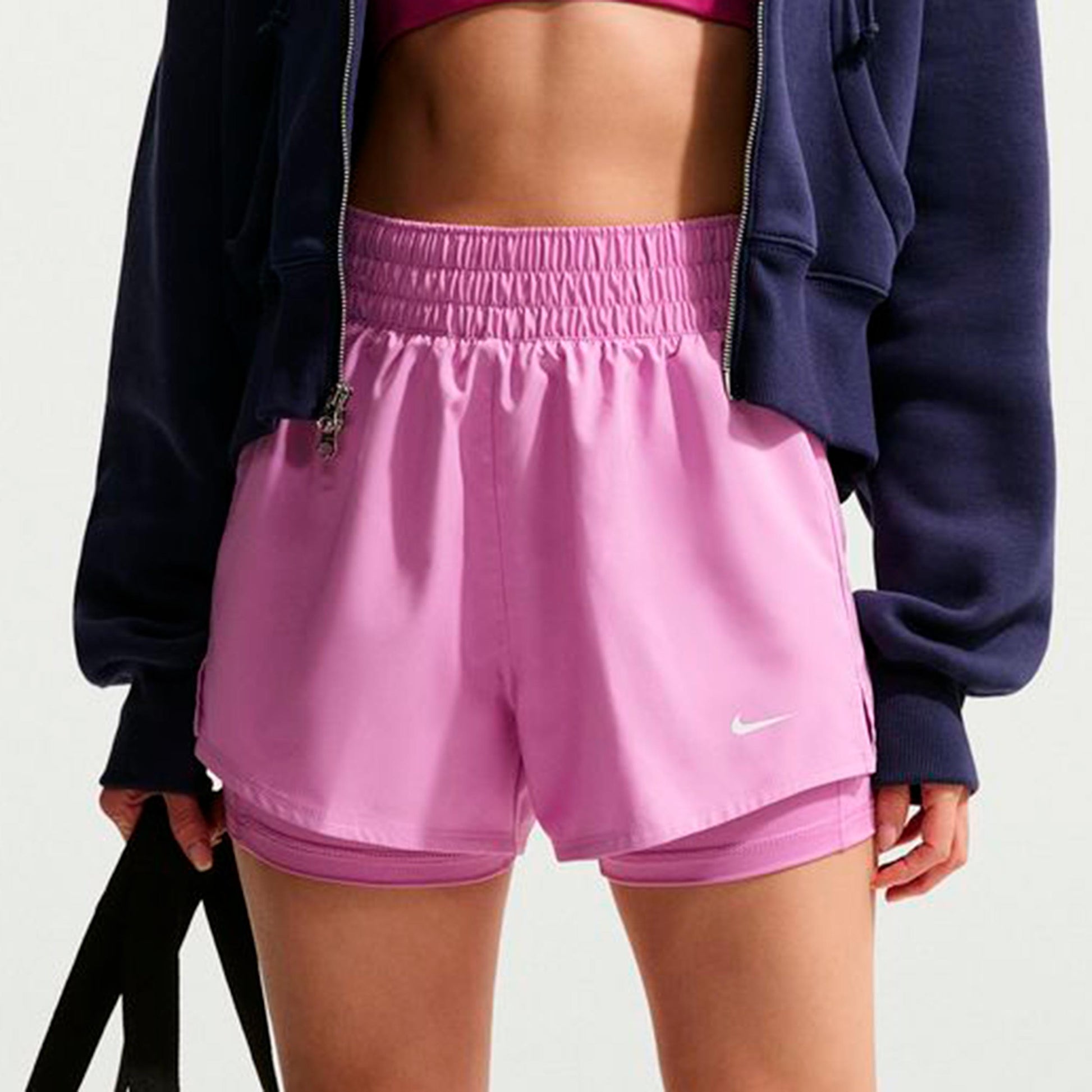 Nike Dri-Fit One Mid Rise 2in1 3in Shorts Damer-syrén, vit