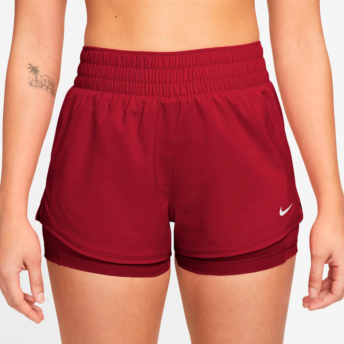 Nike Dri-Fit One Mid Rise 2in1 3in Shorts Damer - röd