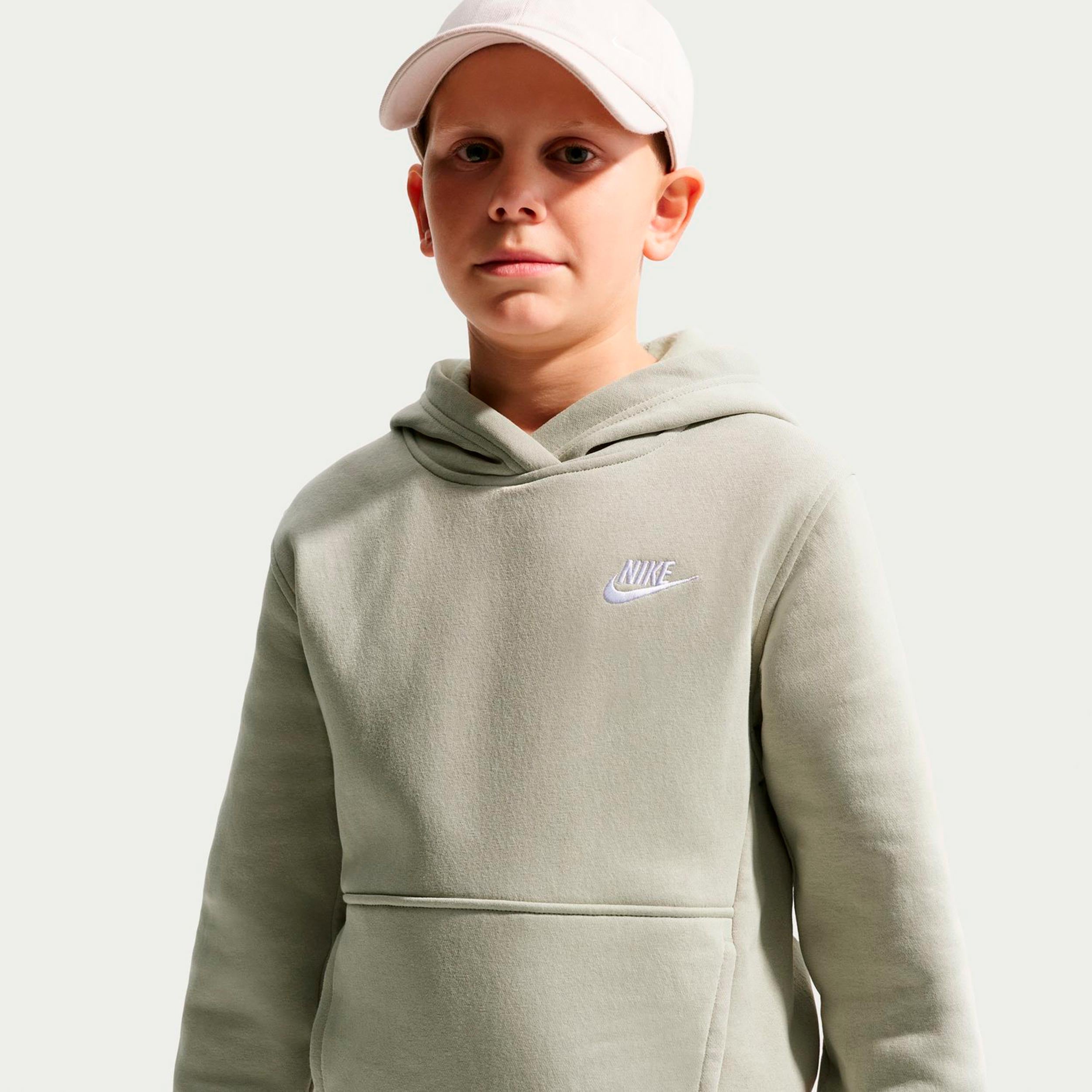 Nike Club Fleece Huvtröja Barn - grågrön