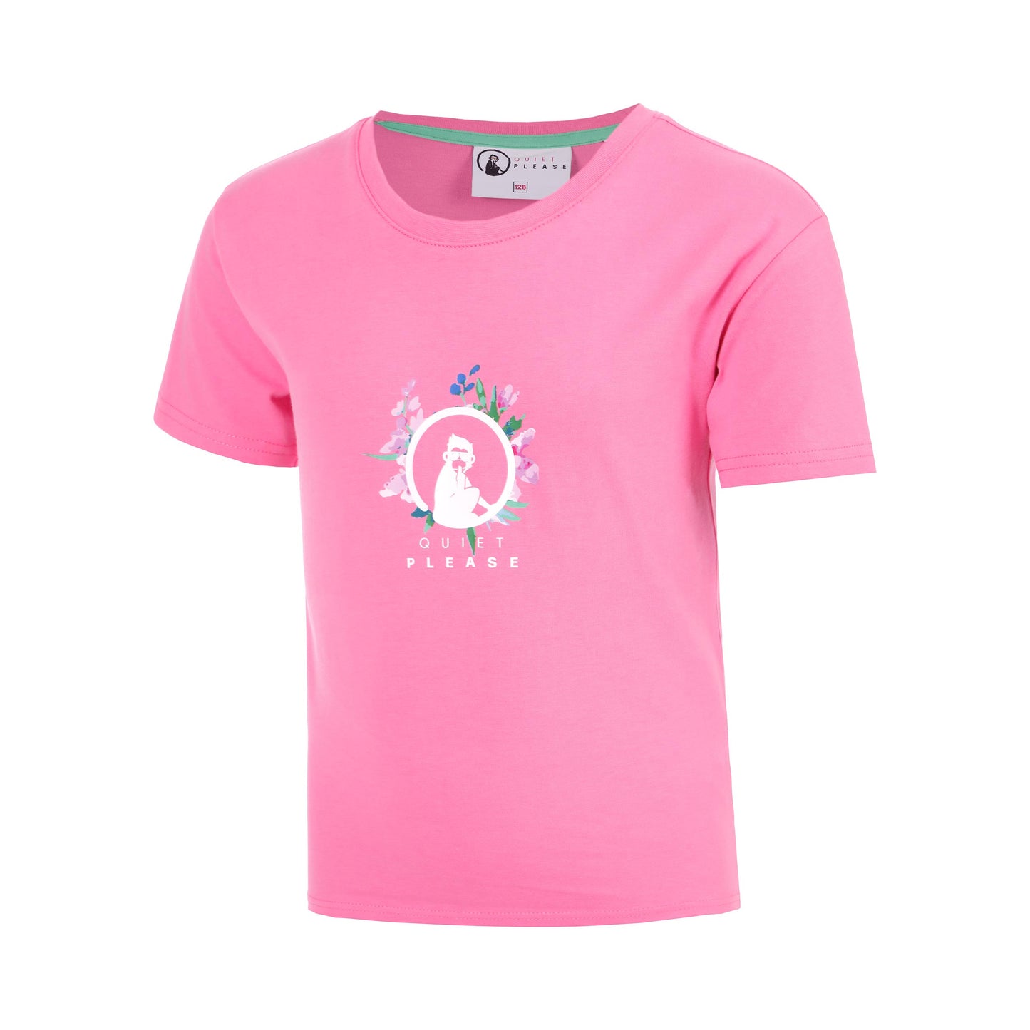 Quiet Please Joy Flower Logo T-shirt Flickor-pink, vit