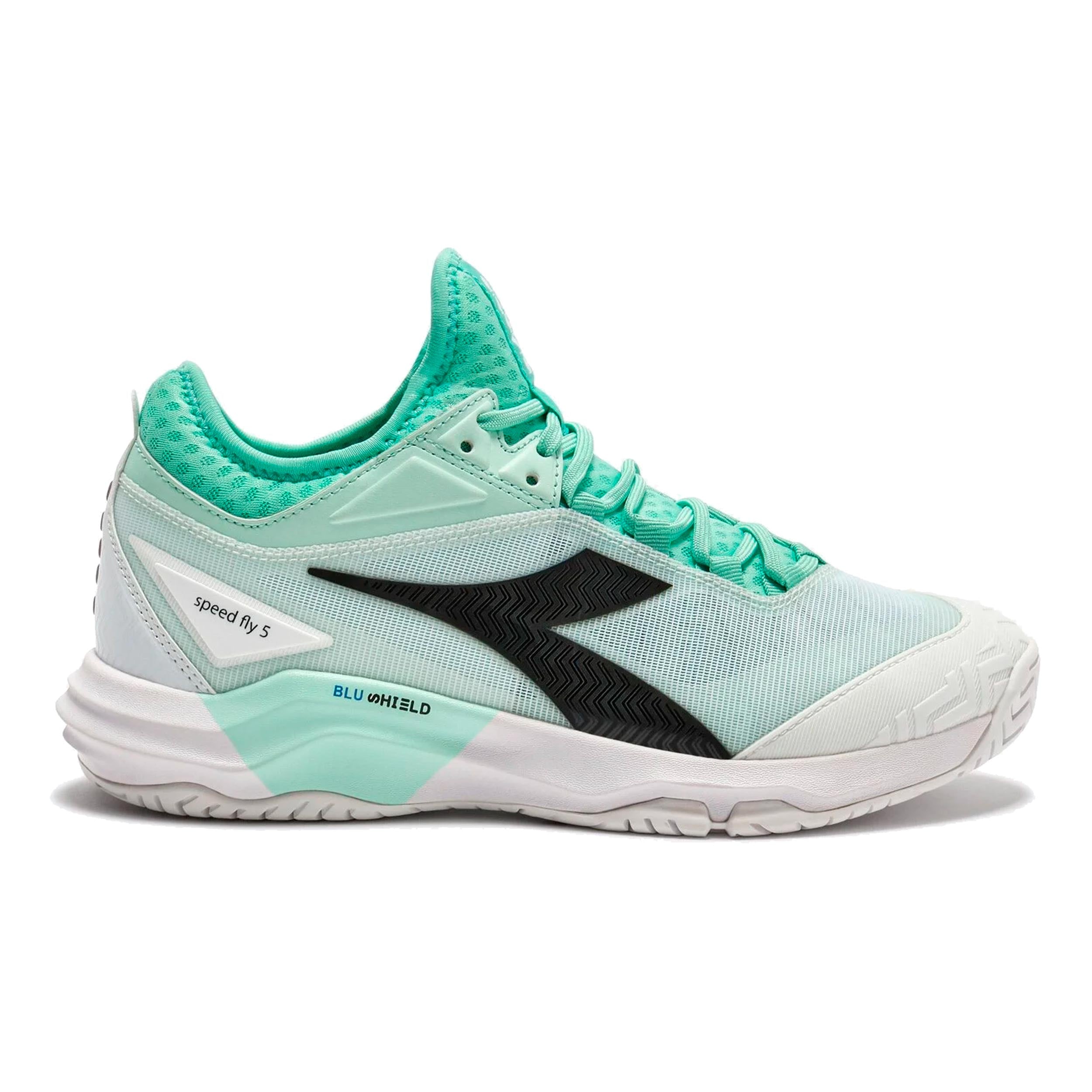 Diadora Speed Blushield Fly 5 Allroundsko Damer-turkos, svart