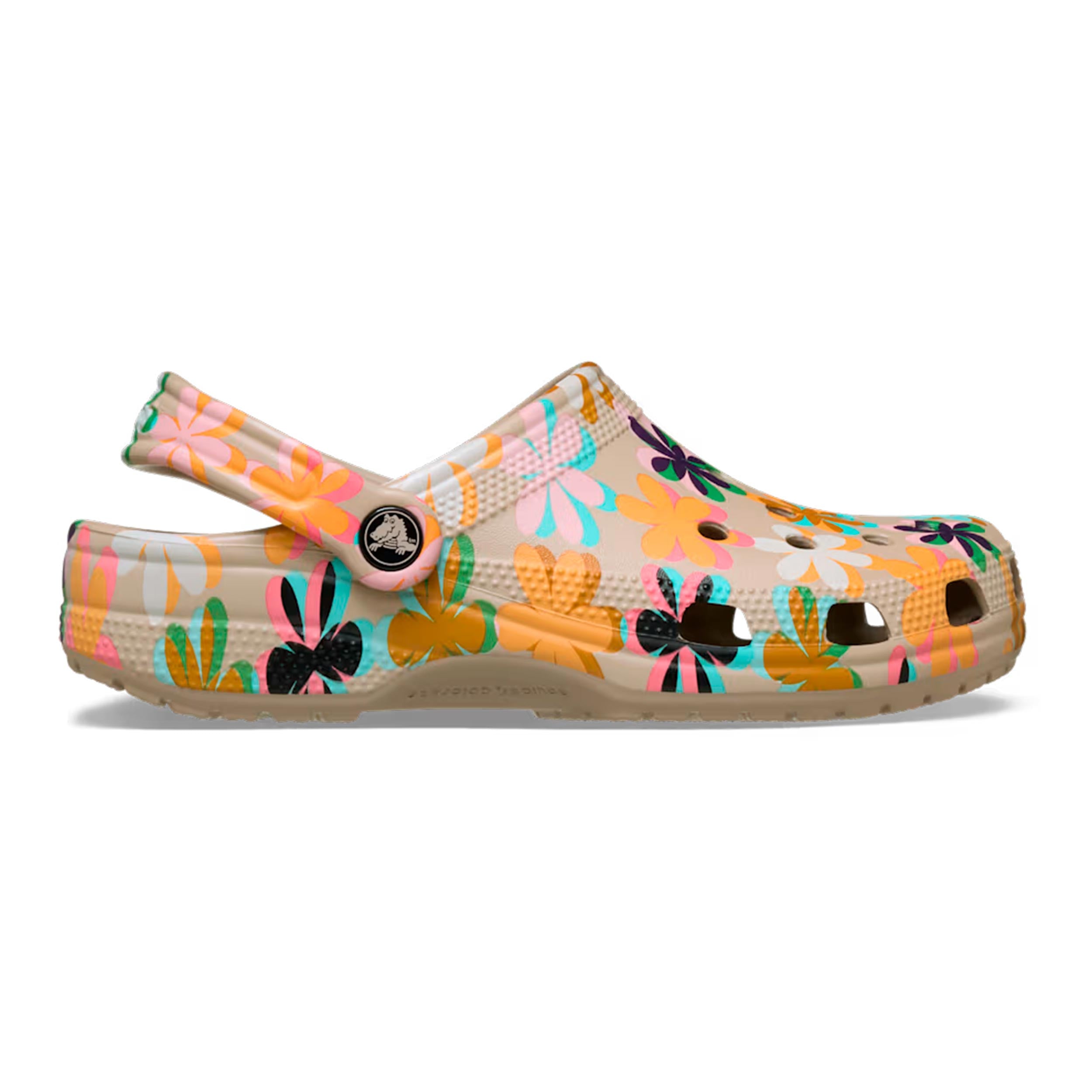Crocs Classic Graphic Clog Badtofflor Damer - beige, flerfärgad