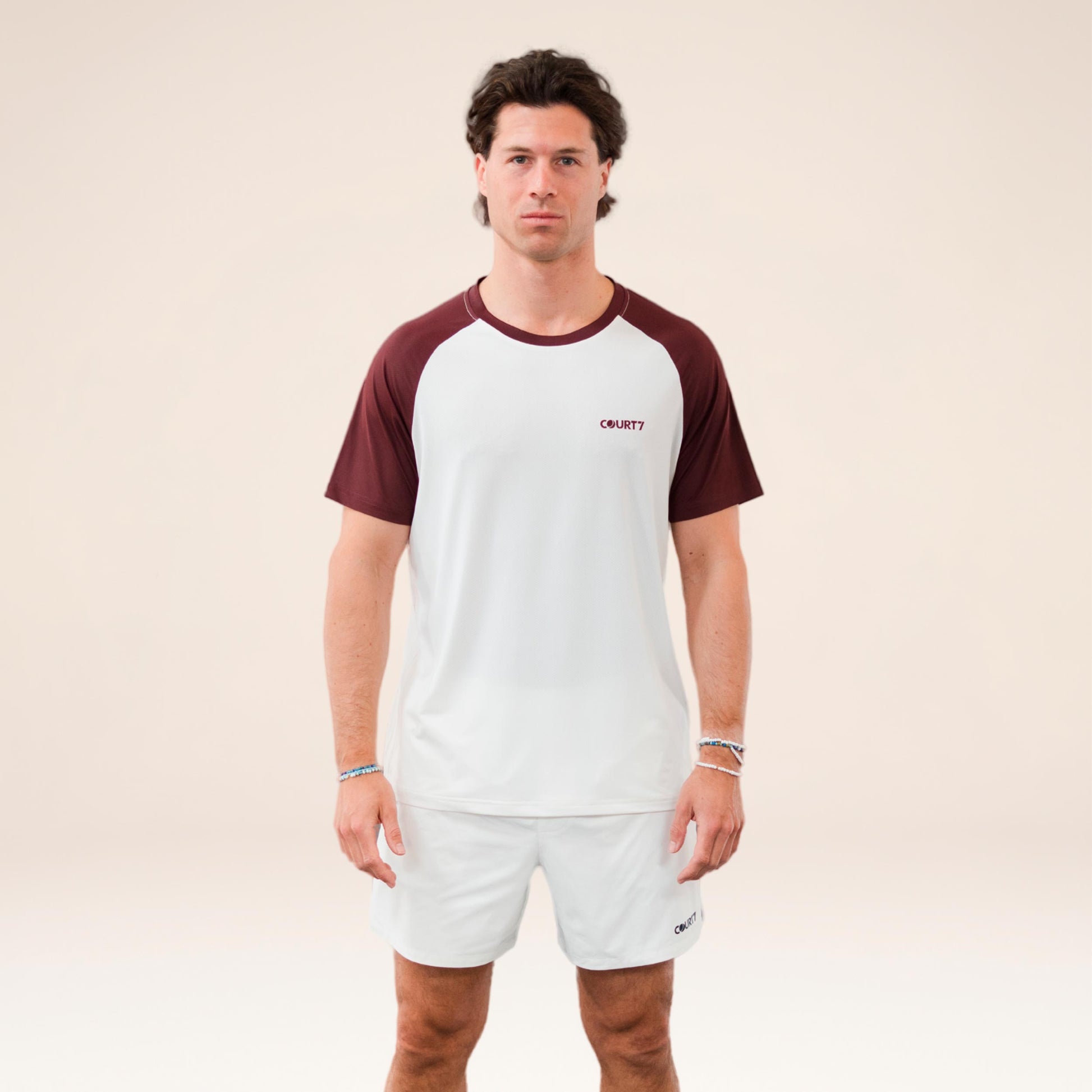 COURT7 Performance Raglan Contrast T-shirt Herrar - offwhite, röd
