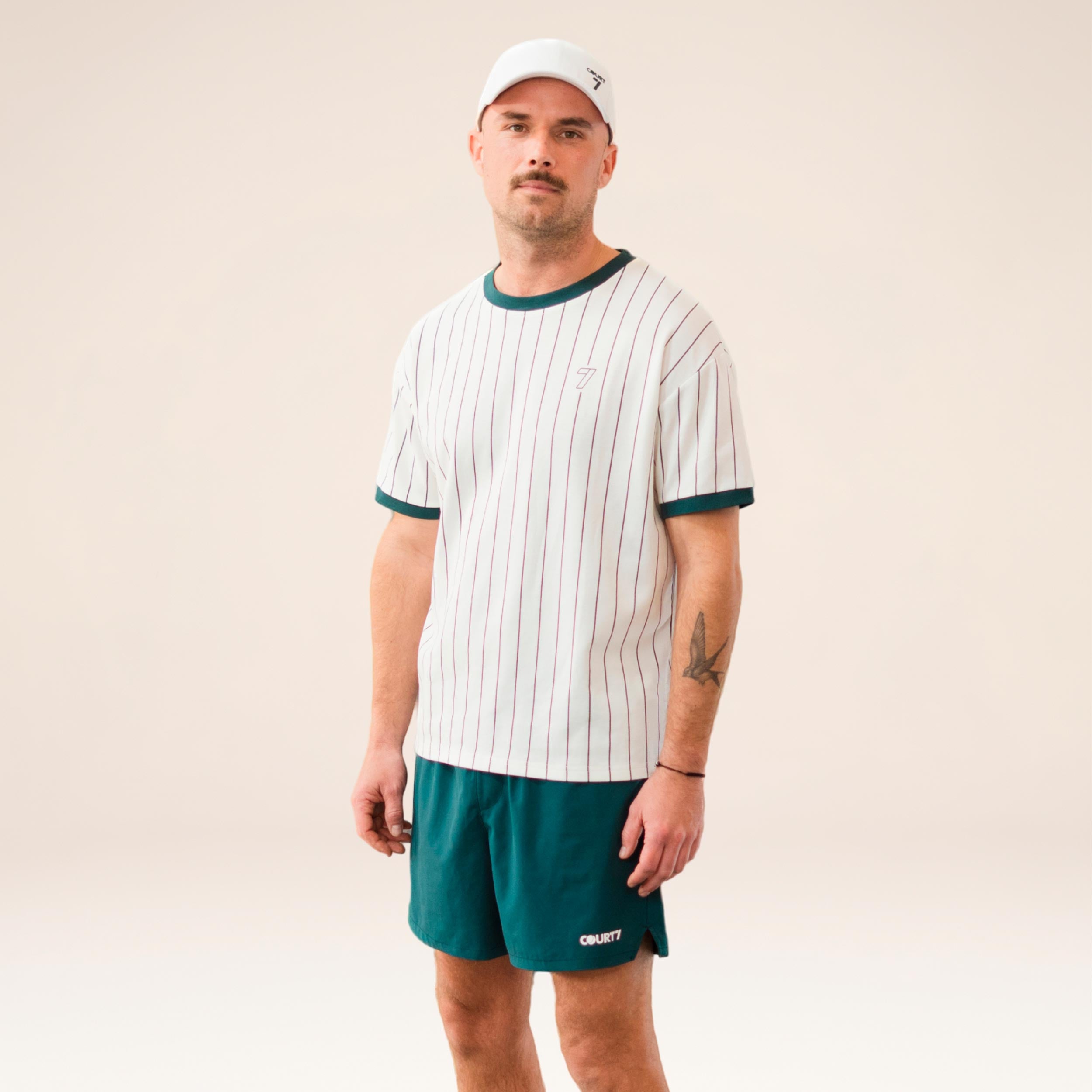 COURT7 AD-IN Stripes 2.0 T-shirt Unisex - offwhite, mörkgrön