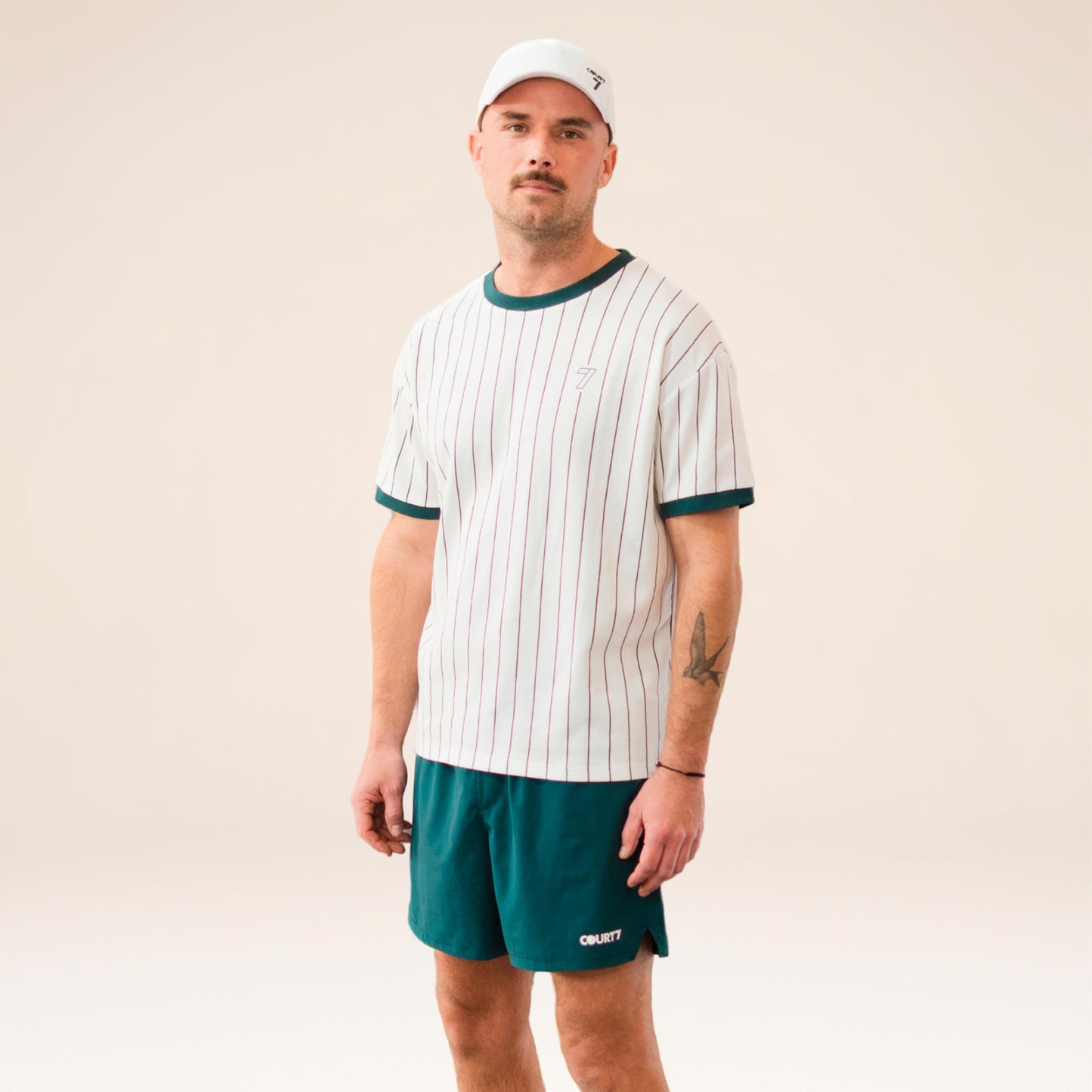 COURT7 AD-IN Stripes 2.0 T-shirt Unisex - offwhite, mörkgrön