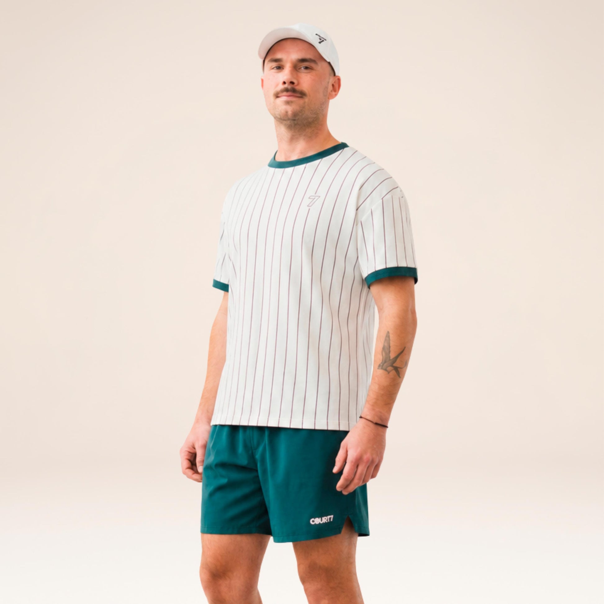 COURT7 AD-IN Stripes 2.0 T-shirt Unisex - offwhite, mörkgrön