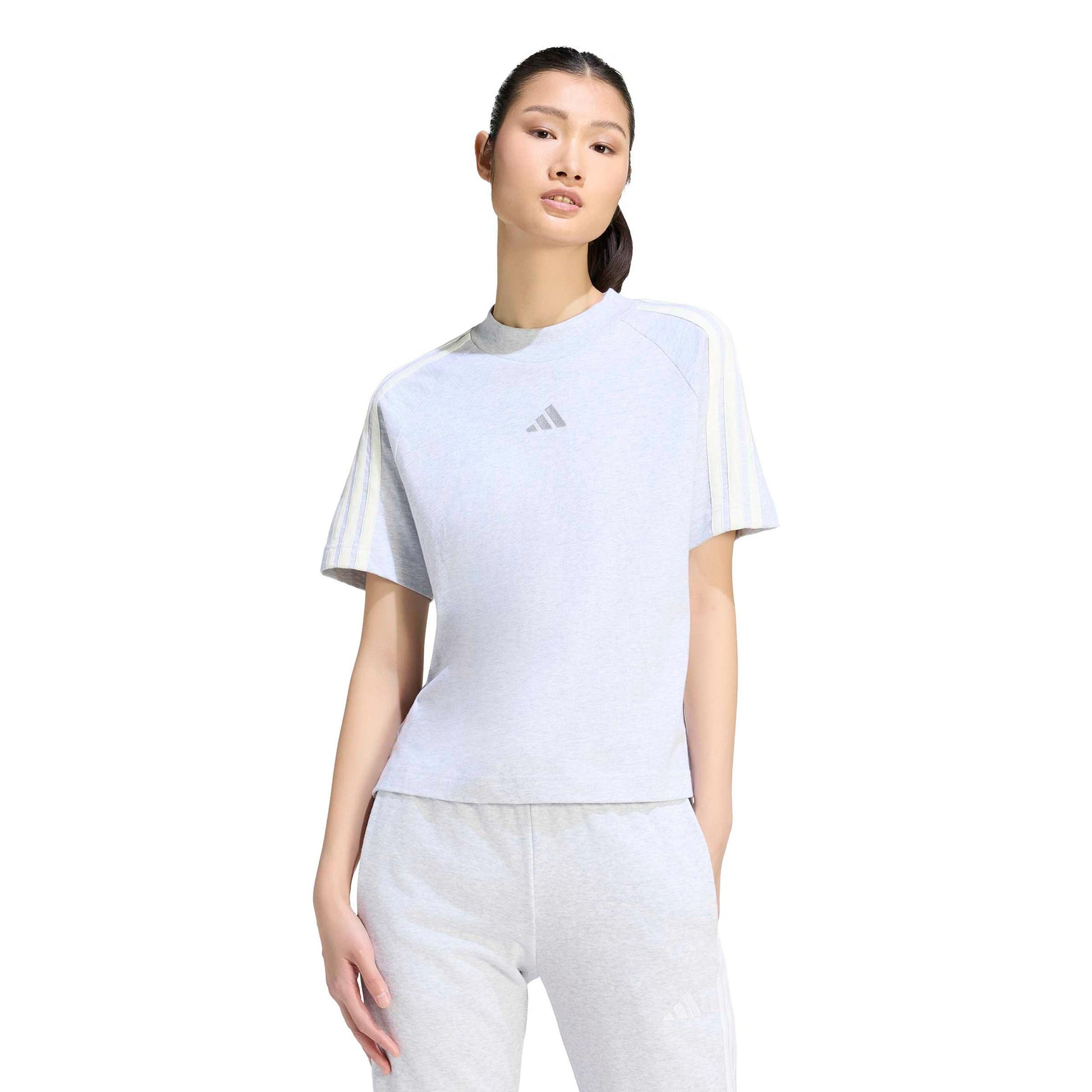 adidas 3Stripes T-shirt Damer - ljusgrå, offwhite