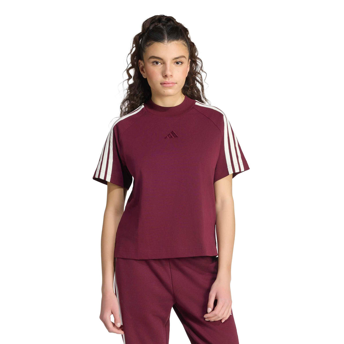 adidas 3Stripes T-shirt Damer - rött vin, vit