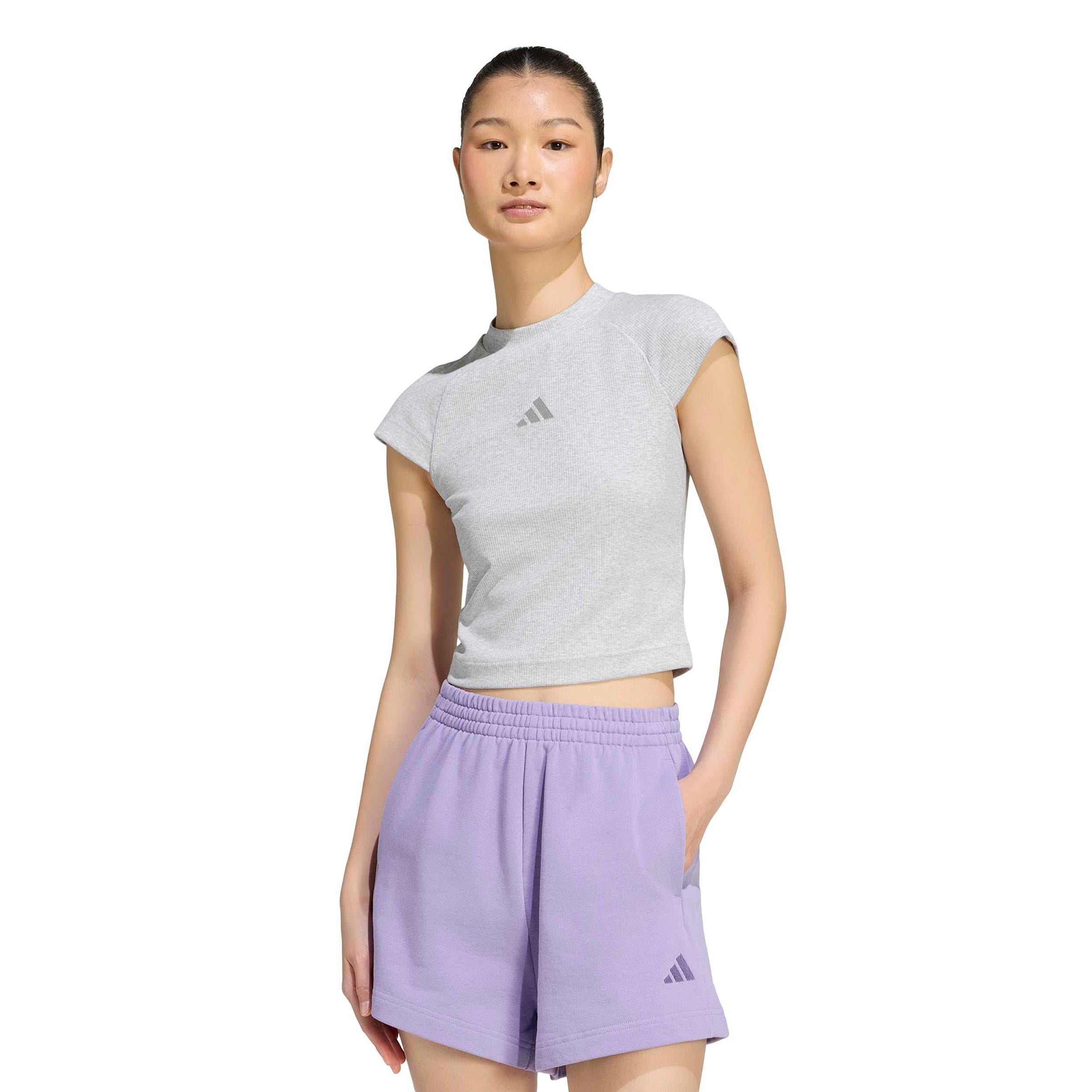 adidas Ribbed T-shirt Damer - ljusgrå