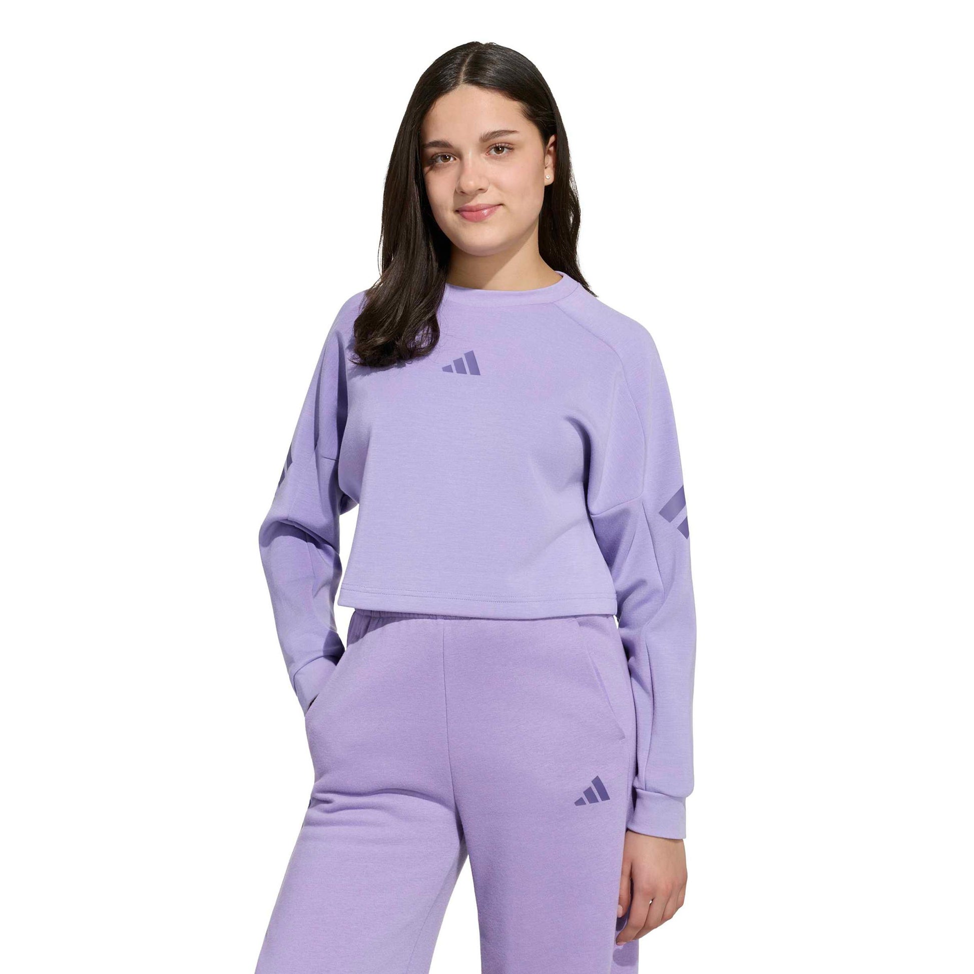 adidas 3Stripes Crew Crop Tröja Barn - syrén