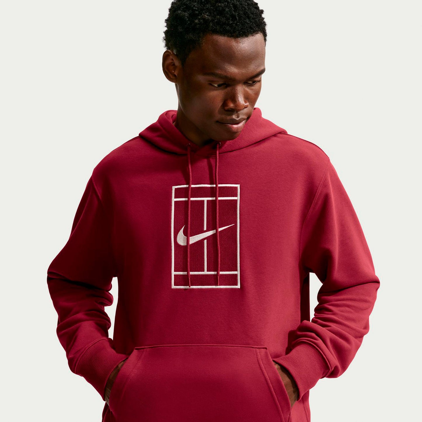 Nike Court Huvtröja Herrar - rött vin, creme