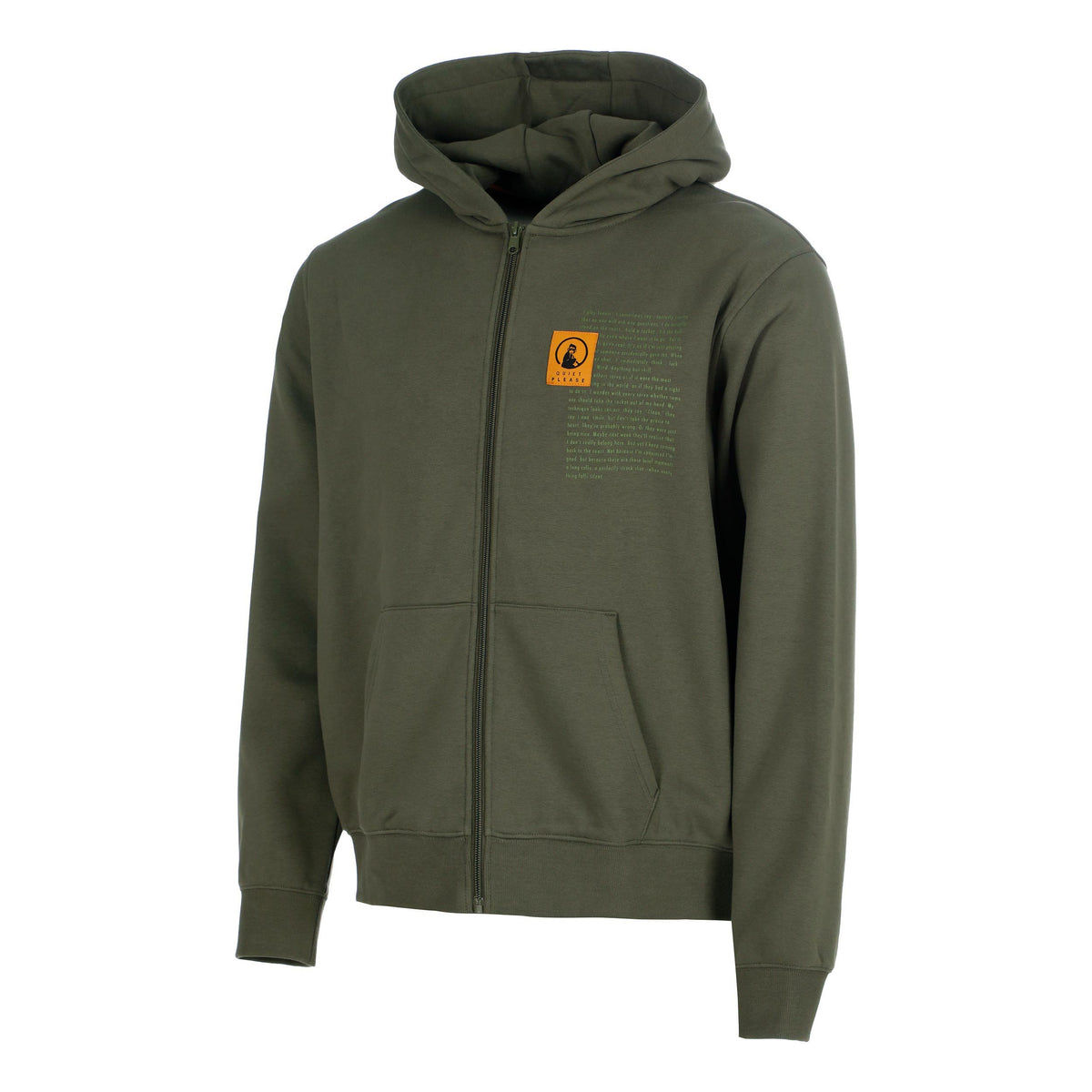 Quiet Please Thoughts Patch Loose Fit Sweat-jacka Herrar - mörkgrön